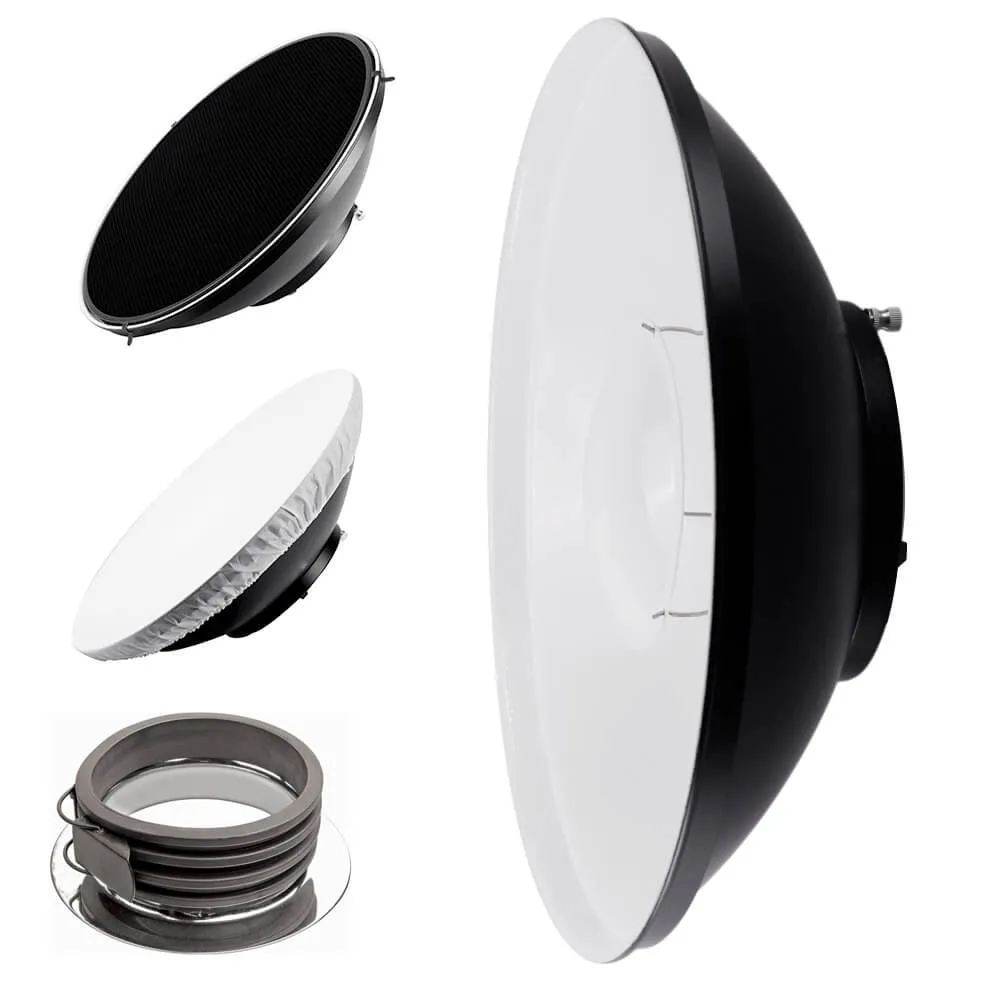 16.5" White Interior Beauty Dish Reflector with Honeycomb Grid