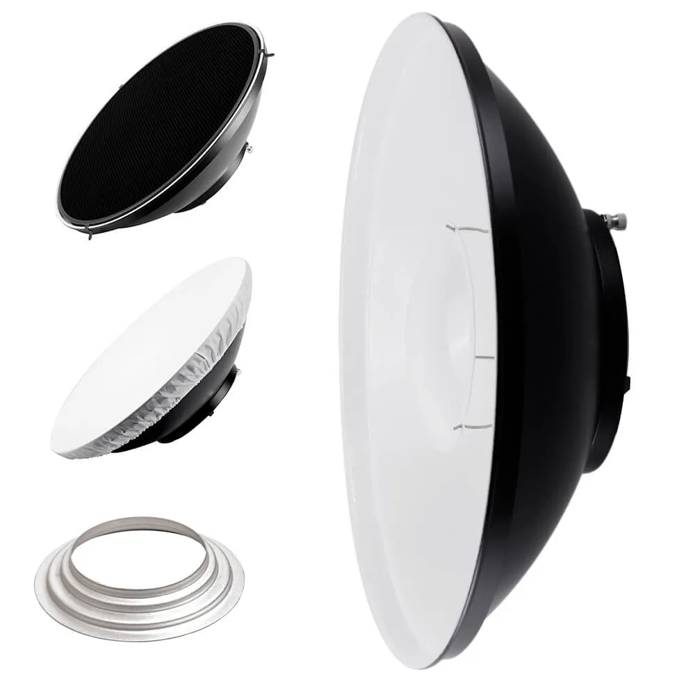 16.5" White Interior Beauty Dish Reflector with Honeycomb Grid