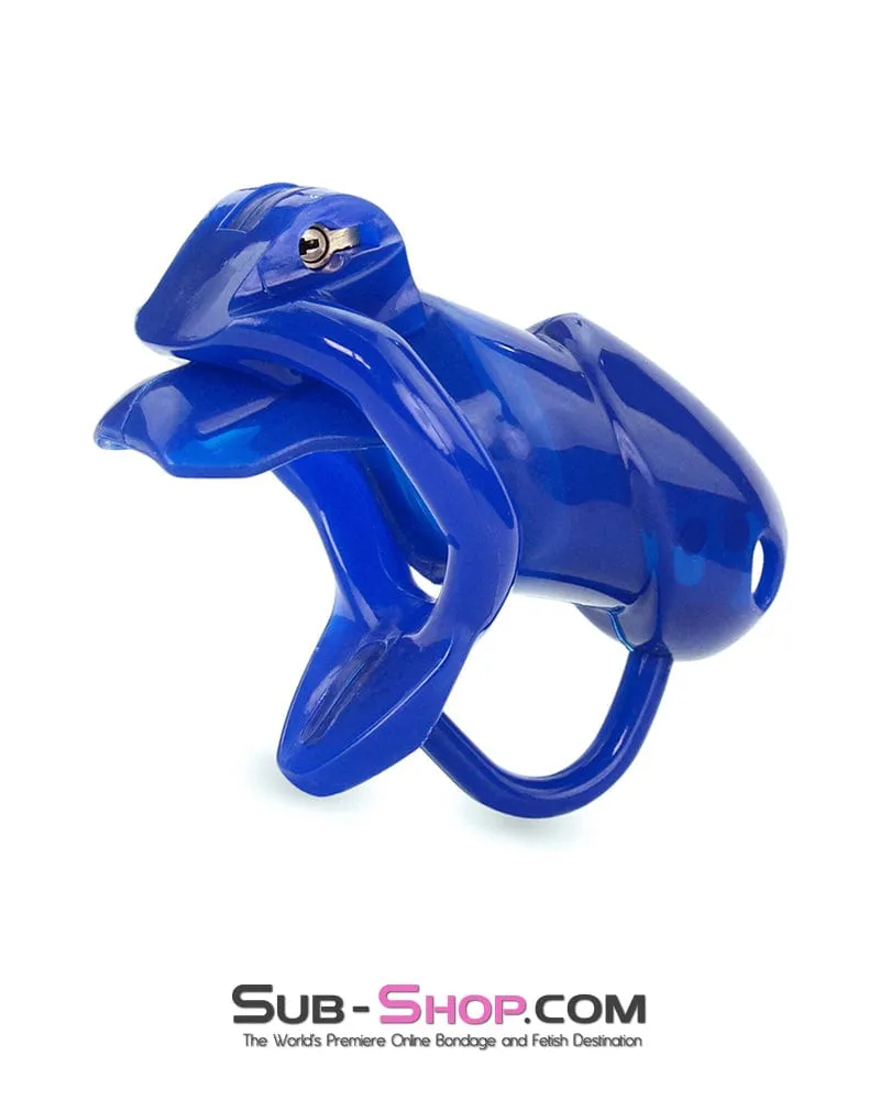 8885AE      Spiked Blue Balls Silicone Chastity with Ball Spreader