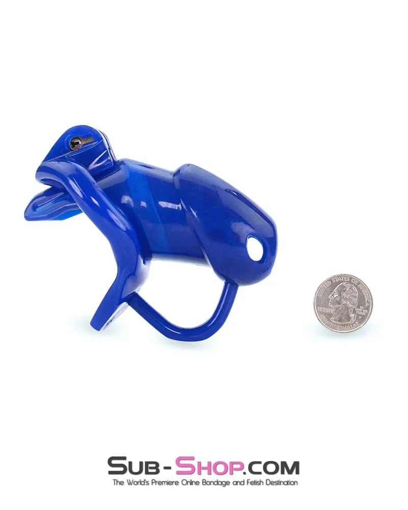 8885AE      Spiked Blue Balls Silicone Chastity with Ball Spreader