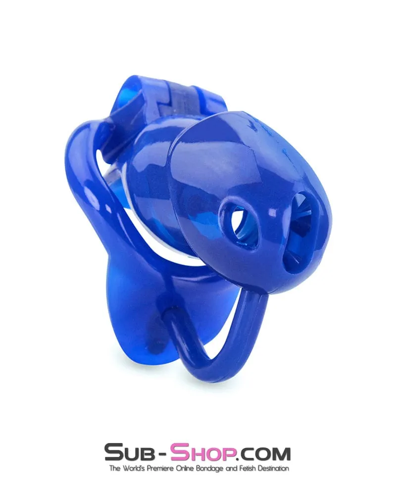 8885AE      Spiked Blue Balls Silicone Chastity with Ball Spreader