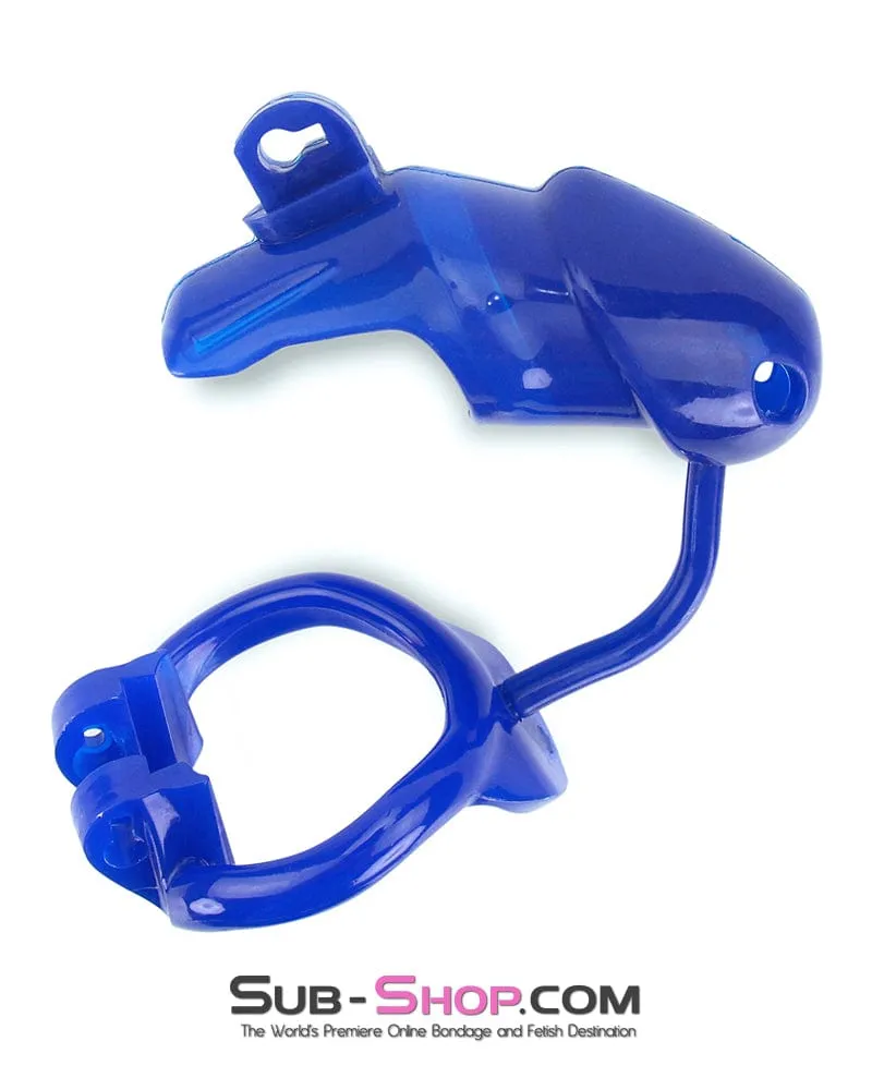 8885AE      Spiked Blue Balls Silicone Chastity with Ball Spreader