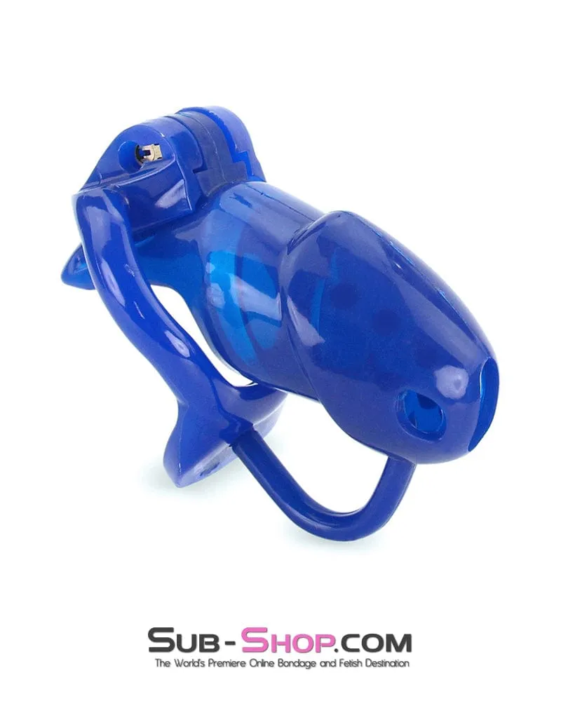 8885AE      Spiked Blue Balls Silicone Chastity with Ball Spreader