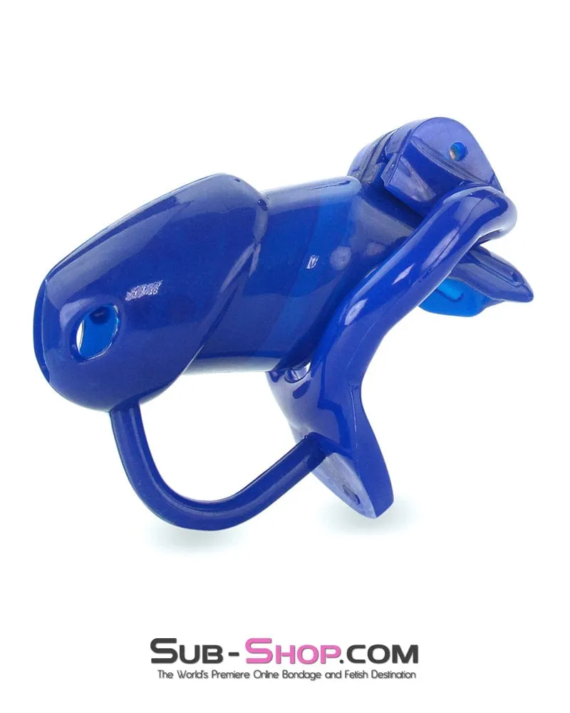 8885AE      Spiked Blue Balls Silicone Chastity with Ball Spreader