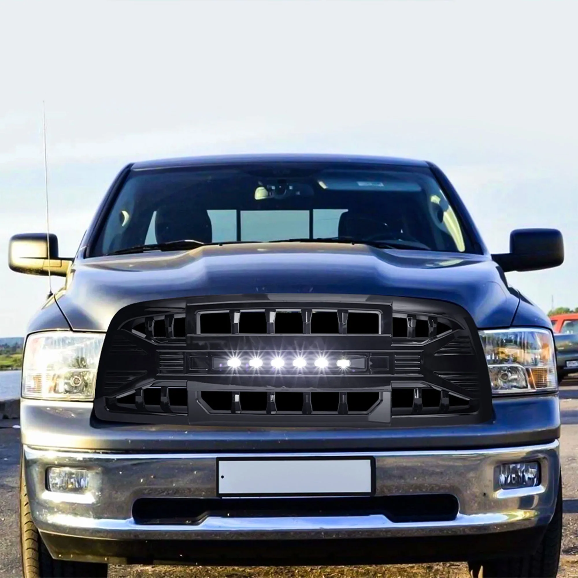 AMERICAN MODIFIED Armor Grille for 2009 to 2012 Dodge Ram 1500, Glossy Black