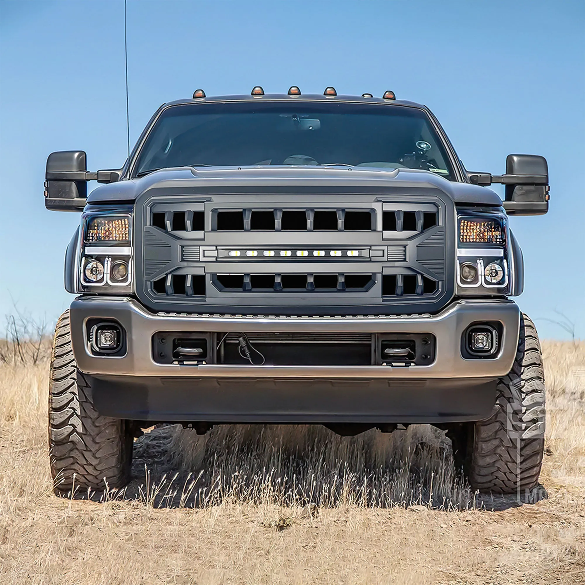 AMERICAN MODIFIED Armor Grille with Off Road Lights for 11-16 Ford Super Duty