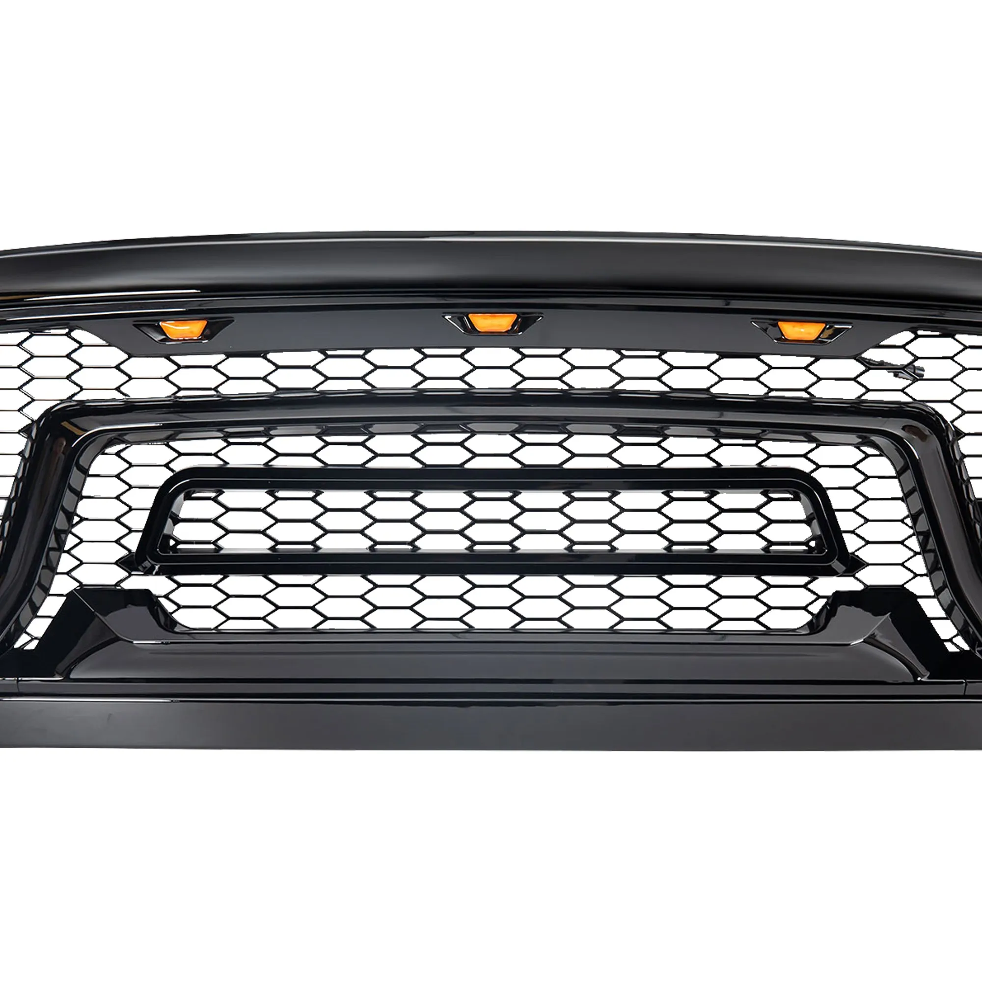 AMERICAN MODIFIED Front Armor Grille w/Amber Lights for 2013-2018 Dodge Ram 1500