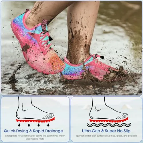 Built-in Heel Grips Water Shoes for Kids Girls Boys Hiking Wide Barefoot Swim Beach Pool Big Kid