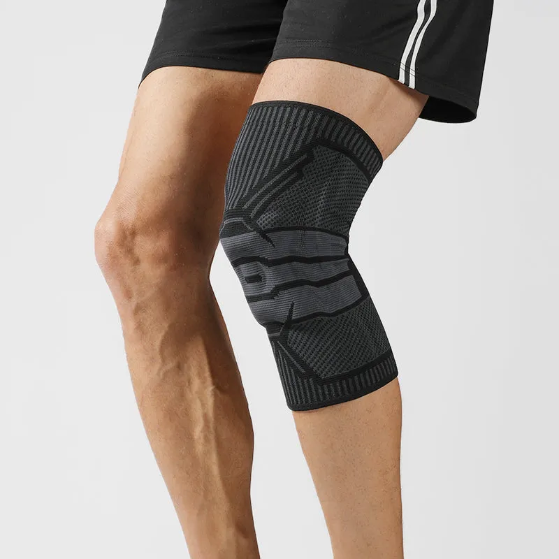 Compression Knee Sleeve with Patella Gel Pad and Stabilizing Spring for Protection