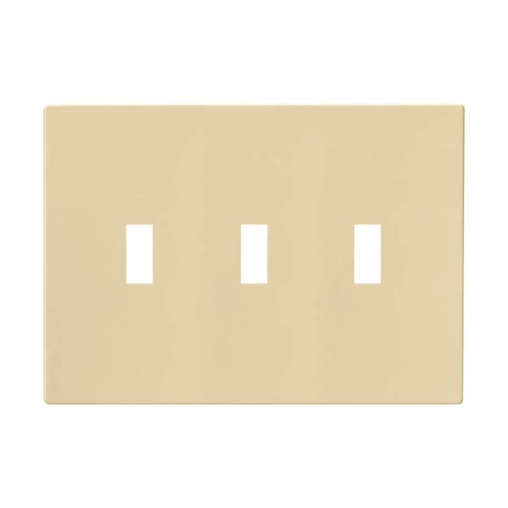 Cooper Wiring Devices 3-Gang Screwless Toggle Switch Mid Size Wall Plate, Ivory