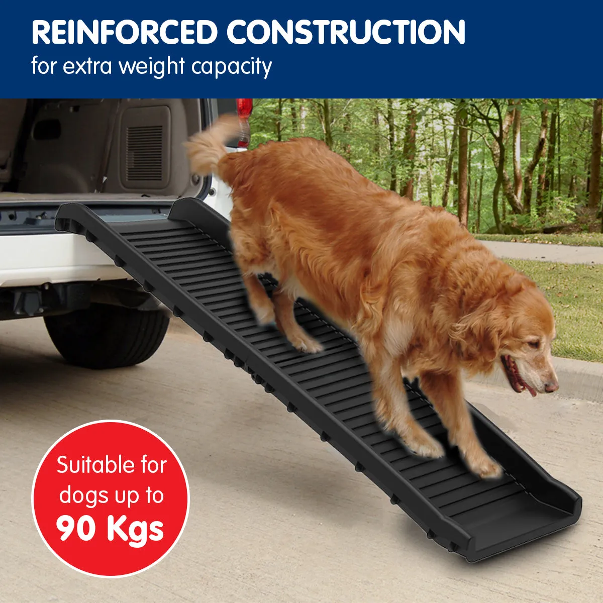 Dog Ramp Foldable Vehicle Ladder Step Stairs - Black