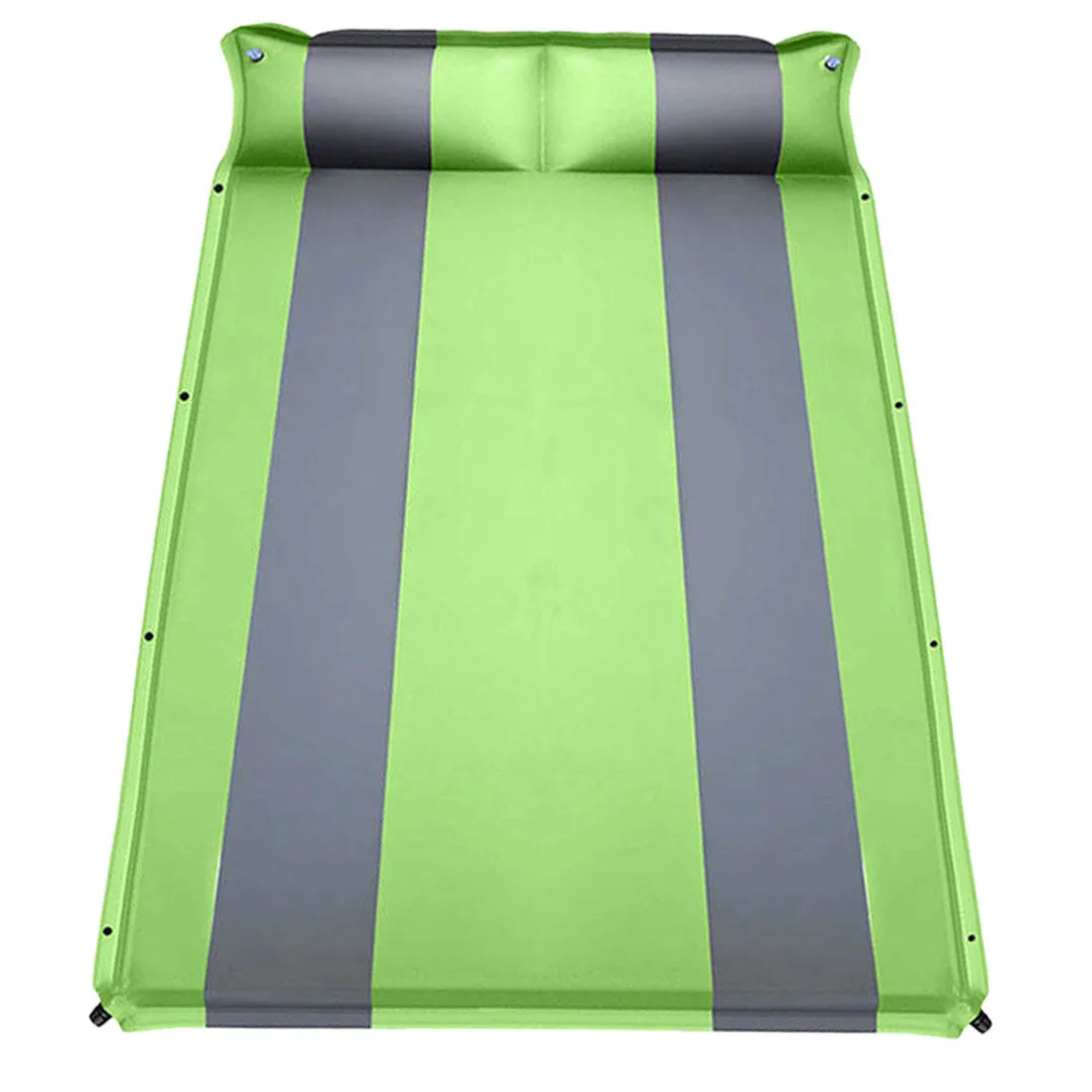 Double Self Inflating Mattress Sleeping Mat Air Bed Camping Camp Hiking Joinable Pillow - green