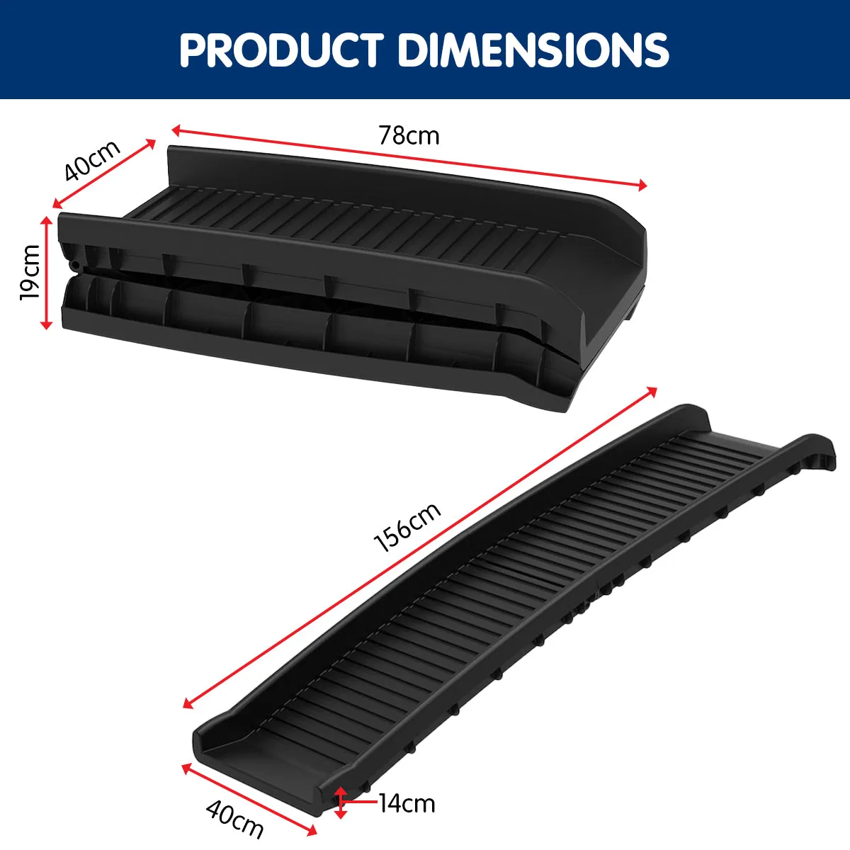 Foldable Anti-Skid Dog Car Ramp, Safety Latch, 90kg Capacity