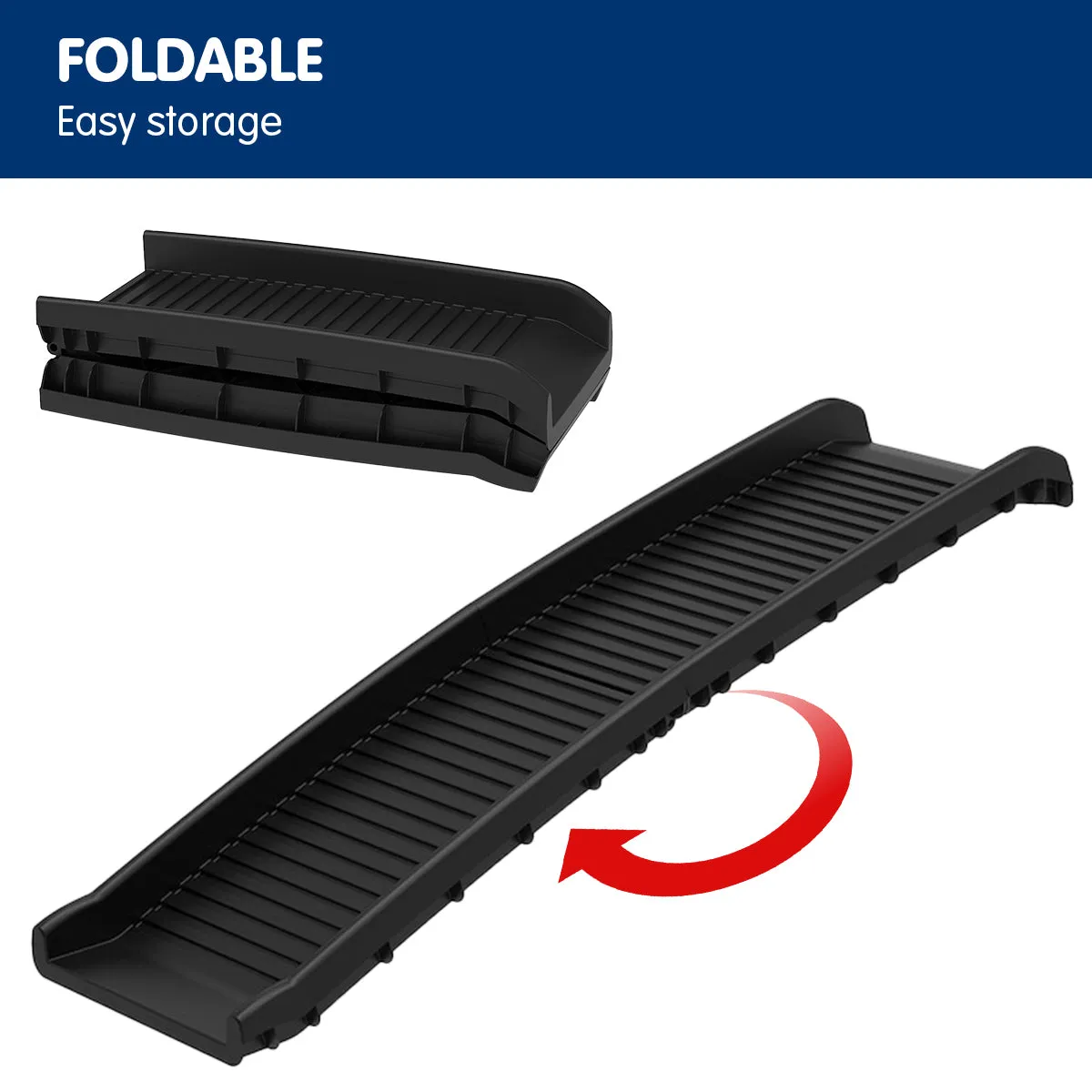 Foldable Anti-Skid Dog Car Ramp, Safety Latch, 90kg Capacity