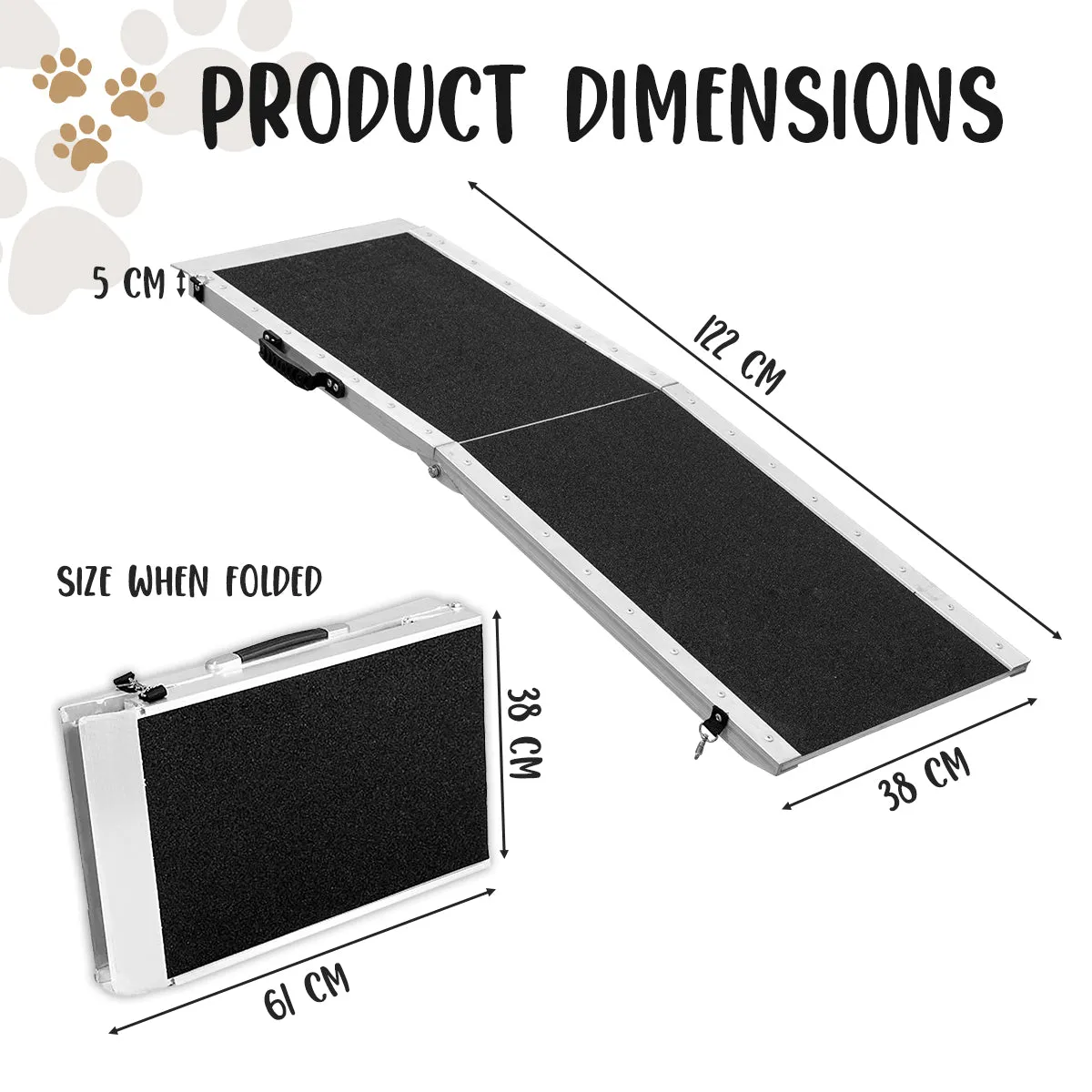 Foldable Anti-Slip Aluminium Dog Ramp 122x38cm, Klika