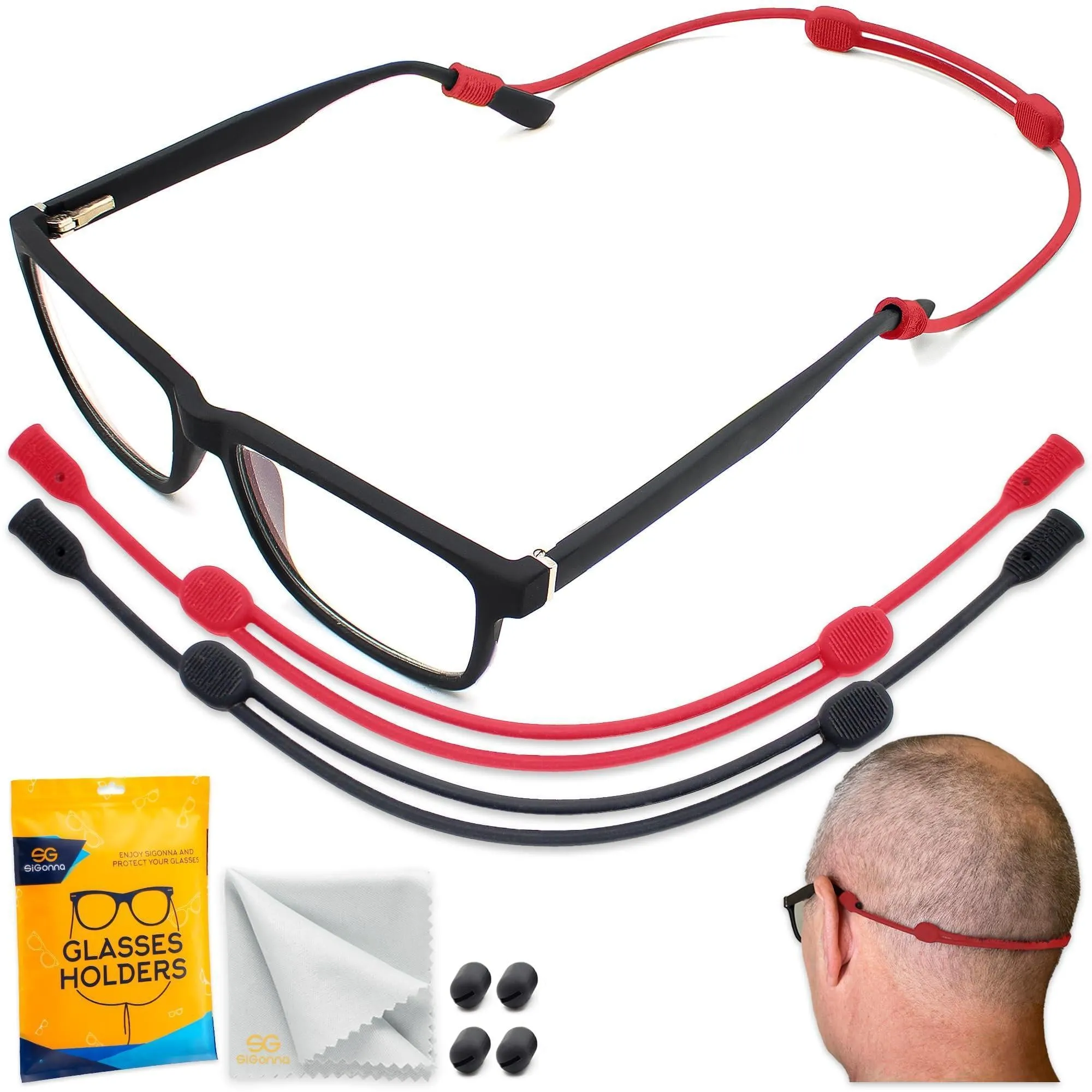 Glasses Strap Holder Adjustable L Size 15 inch Around Neck Head Lanyard 2 Pcs