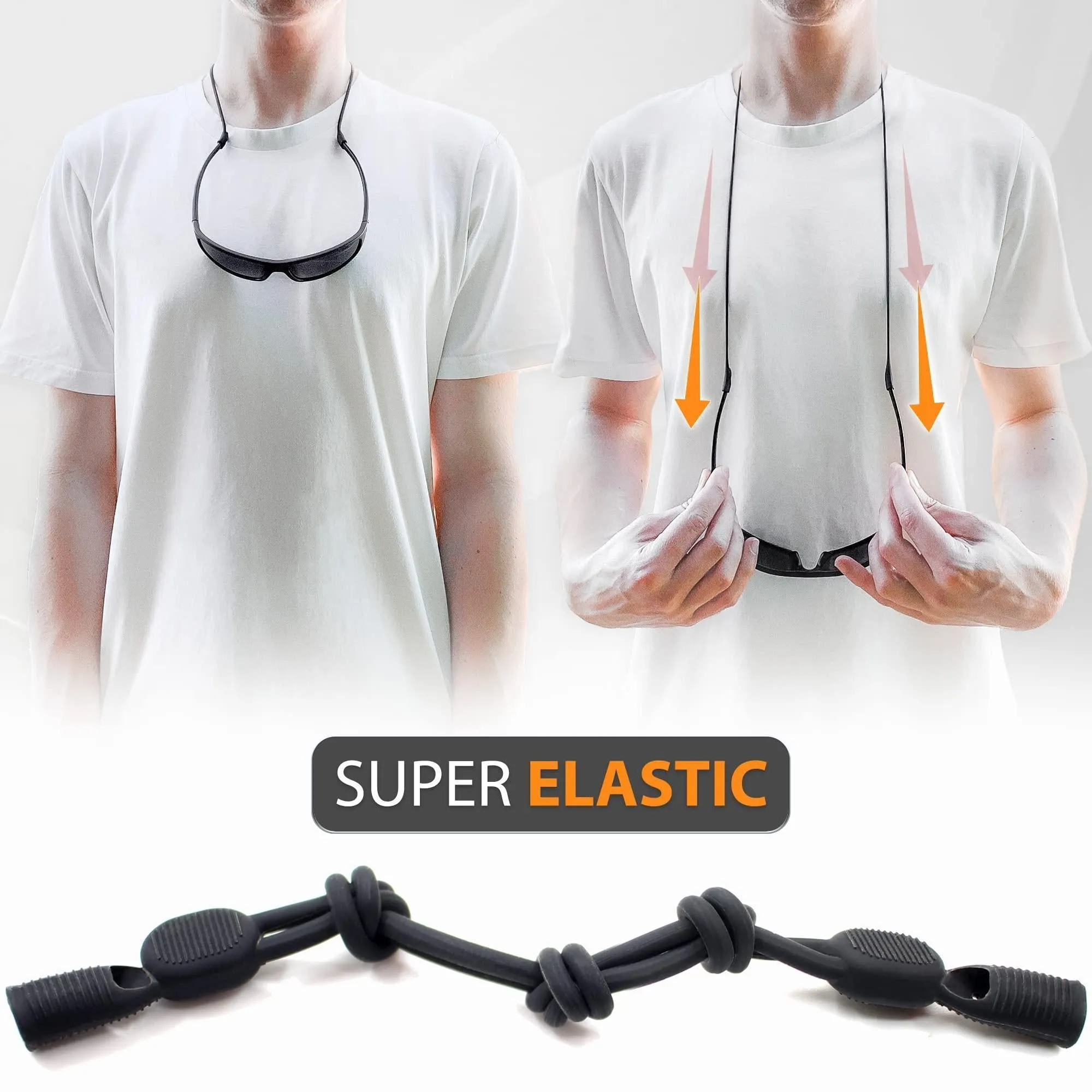 Glasses Strap Holder Adjustable L Size 15 inch Around Neck Head Lanyard 2 Pcs