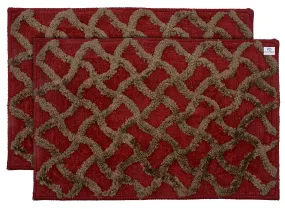 Heart Home Washable, Non Slip Velvet Doormat for Indoor- Pack of 2 (Maroon)