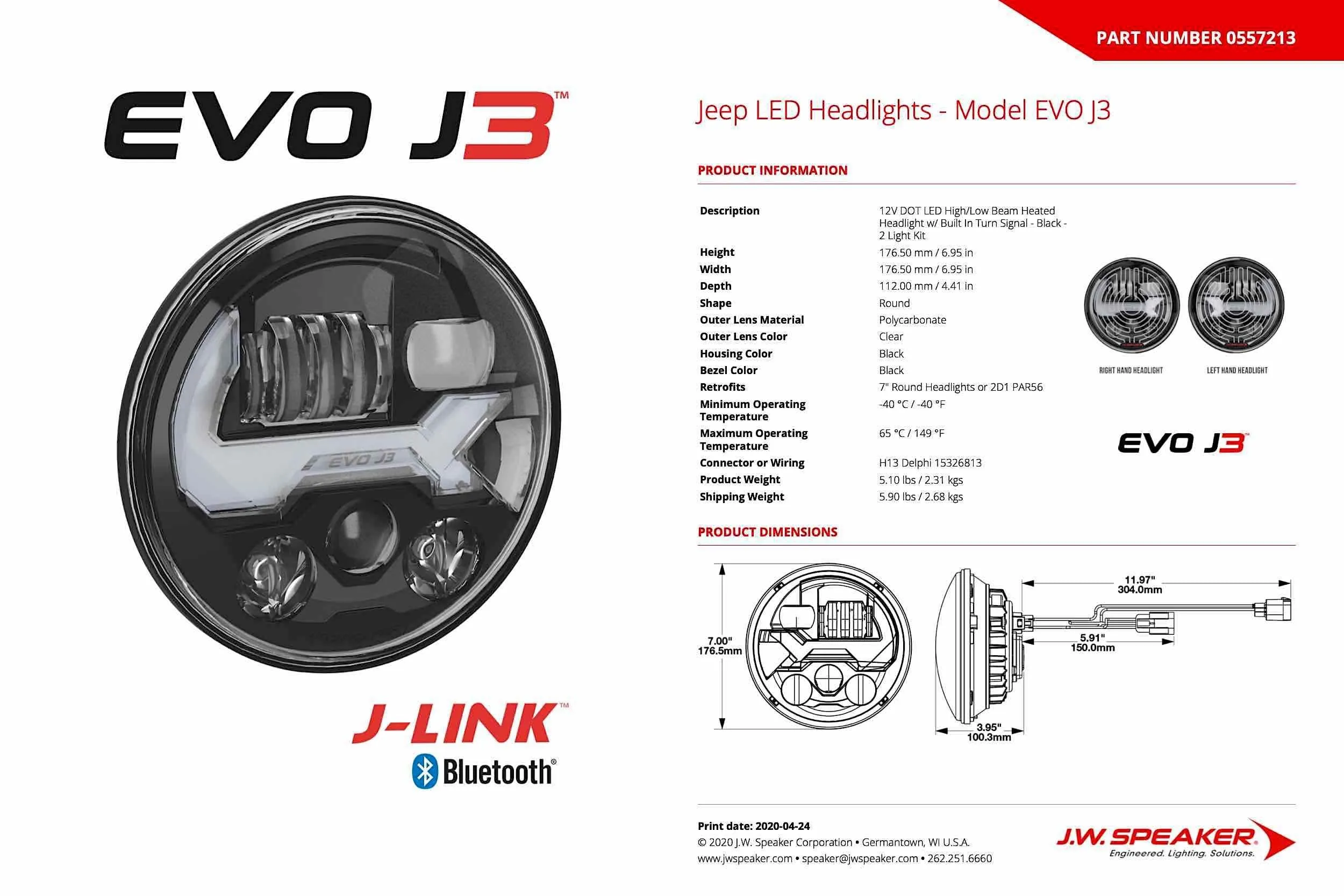 JW Speaker: EVO J3 (Black) DOT Heated (SET)