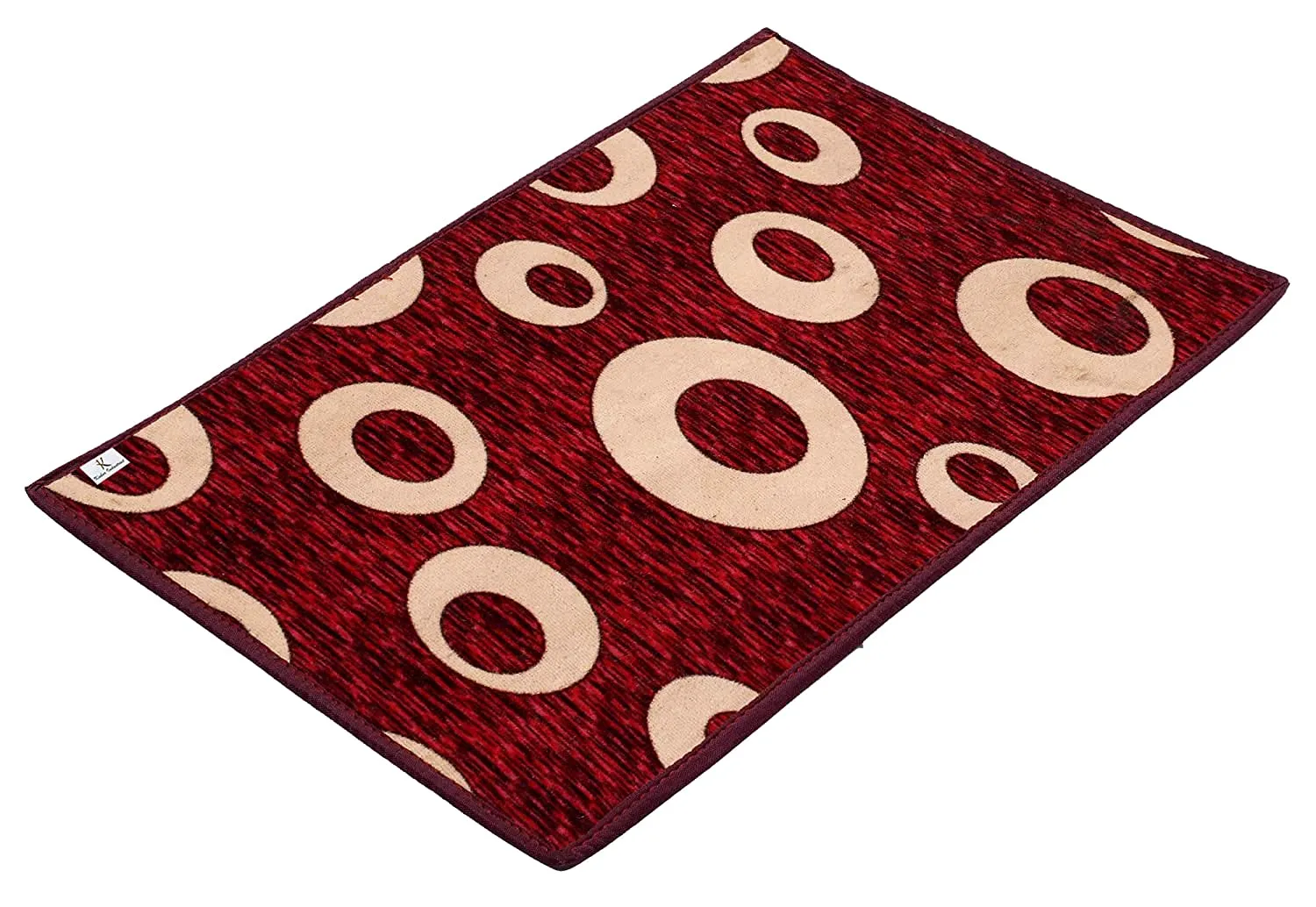 Kuber Industries Oval Dewsign Washable, Non Slip Velvet Doormat for Indoor, Pack of 2 (Maroon)