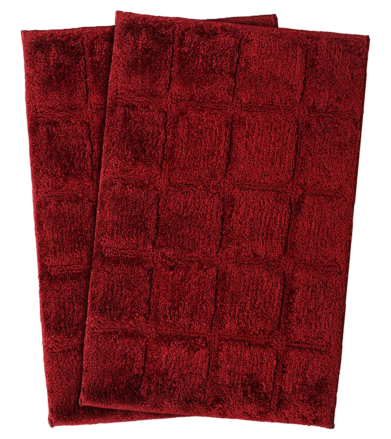 Kuber Industries Square Design Soft, Lightweigth Velvet Doormat/Floor Mat, Pack of 2 (Maroon)