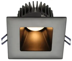 Lotus LED Lights - 4 Inch Square Deep Regressed LED Downlight -3000 - 2000 Kelvin Warm Dim - Black Reflector - Black Trim