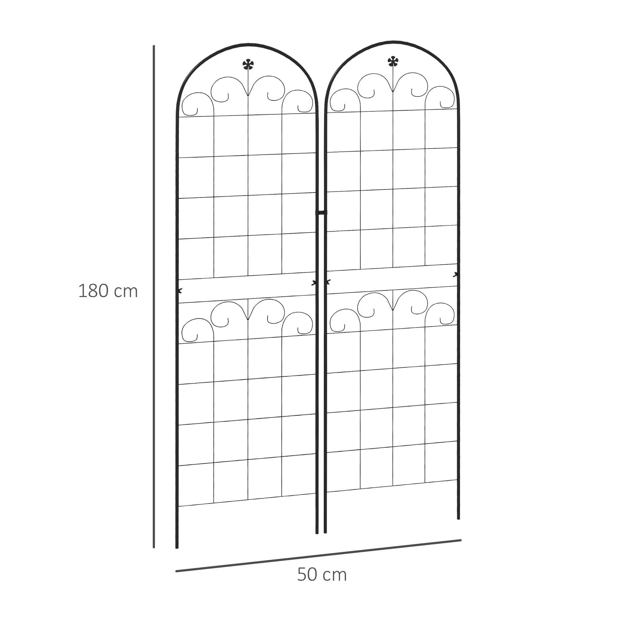 Metal Trellis Set of 2, Garden Trellis for Climbing Plants Support Frames, Floral Design