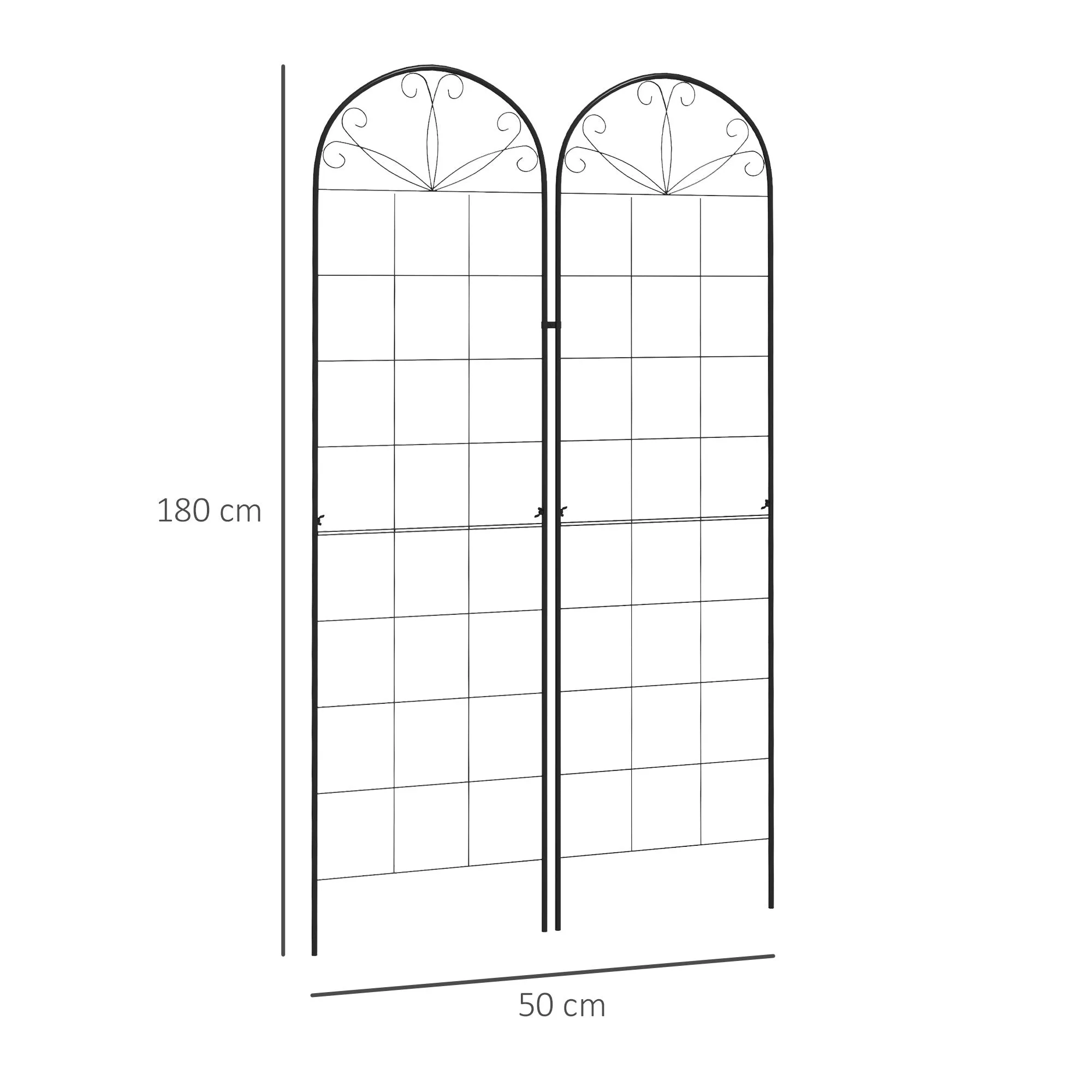 Metal Trellis Set of 2, Garden Trellis for Climbing Plants Support Frames, Grid Design