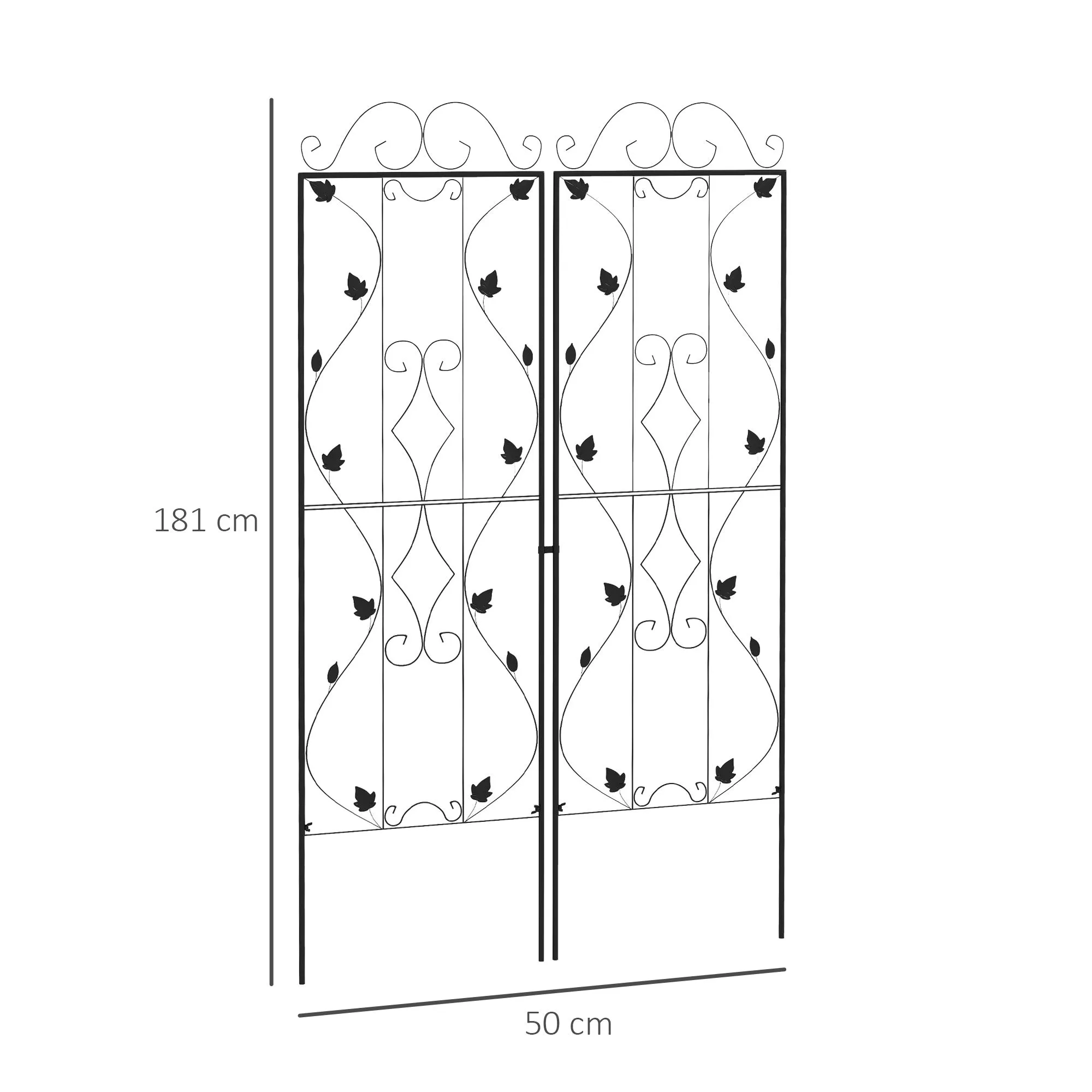 Metal Trellis Set of 2, Garden Trellis for Climbing Plants Support Frames, Leaf Design