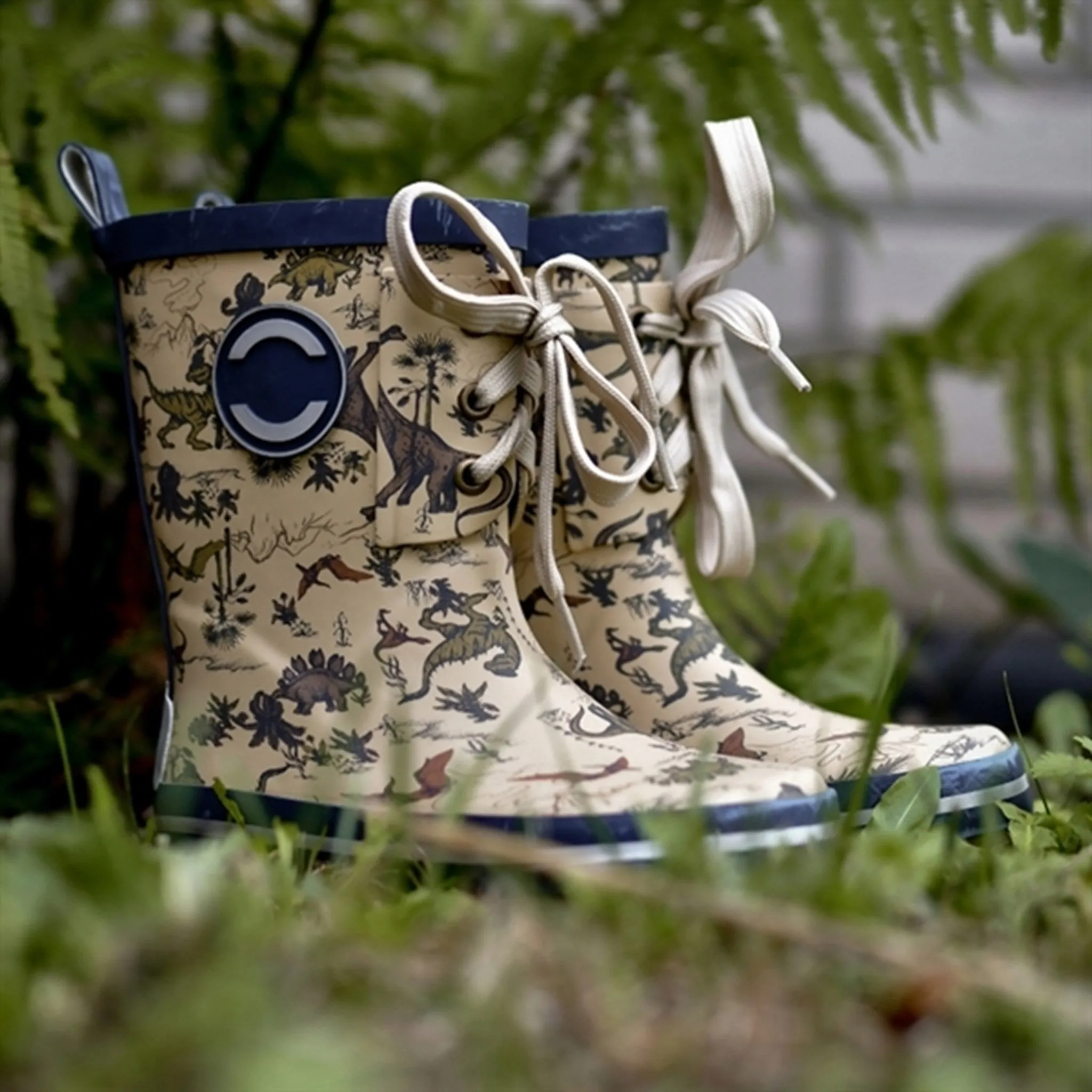 Mikk-Line Rubber Boots Print Olive Gray