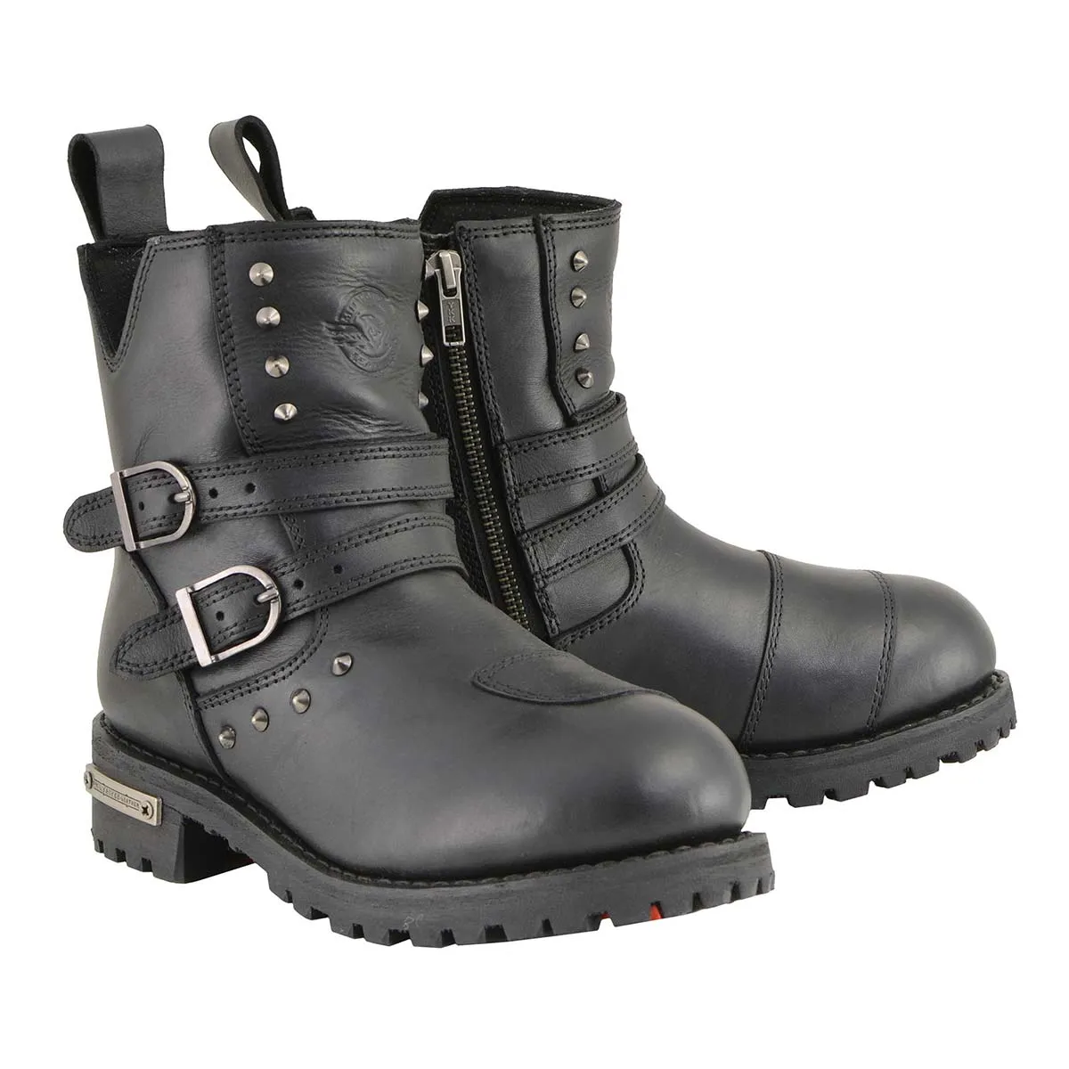 Milwaukee Leather MBL9307 Women's Black Double Strap Waterproof Leather Boots