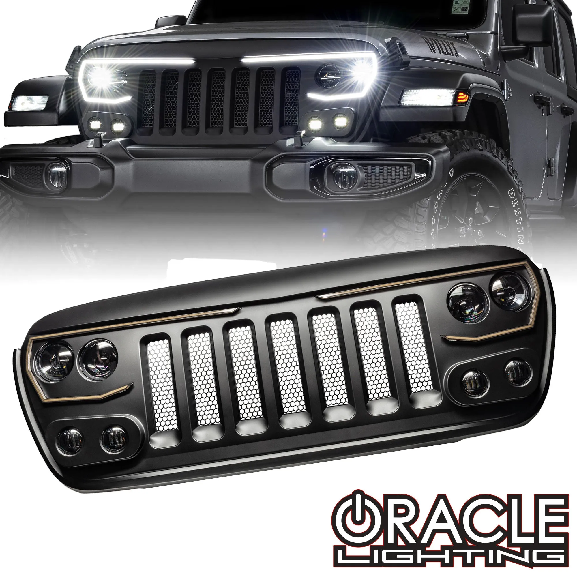 ORACLE Lighting VECTOR Pro-Series Full LED Grill for Jeep Wrangler JL/ Gladiator JT