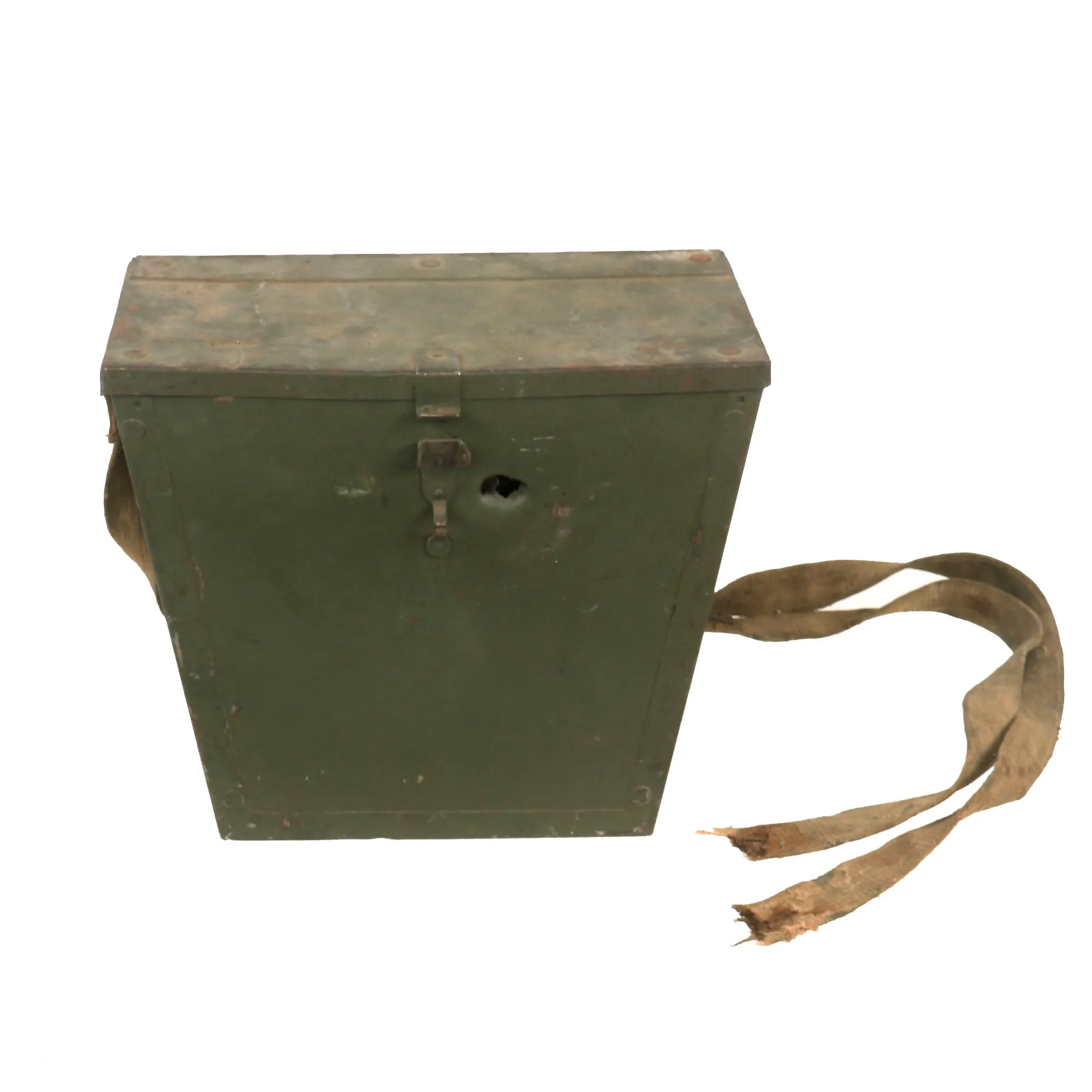 Original Finnish WWII Lahti L-39 Anti-Tank Rifle Magazines in Original Shrapnel-Damaged Carrying Case