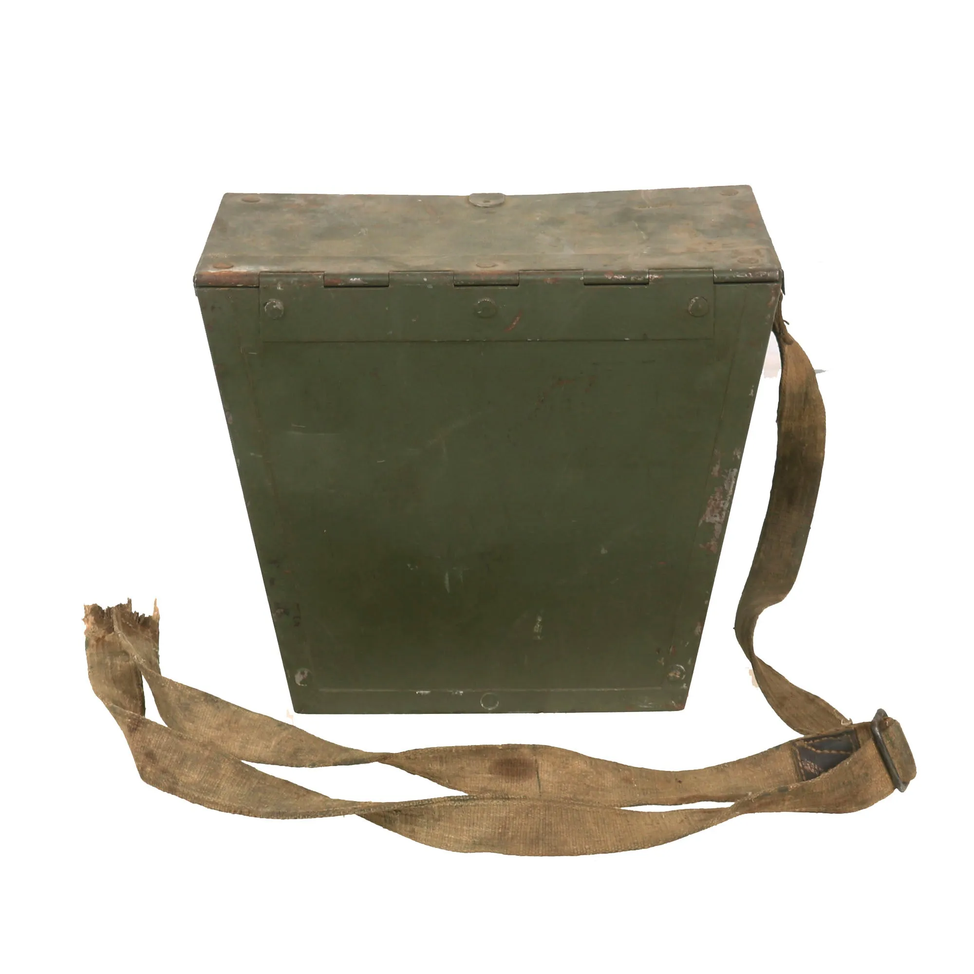 Original Finnish WWII Lahti L-39 Anti-Tank Rifle Magazines in Original Shrapnel-Damaged Carrying Case