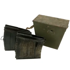 Original Finnish WWII Lahti L-39 Anti-Tank Rifle Magazines in Original Shrapnel-Damaged Carrying Case