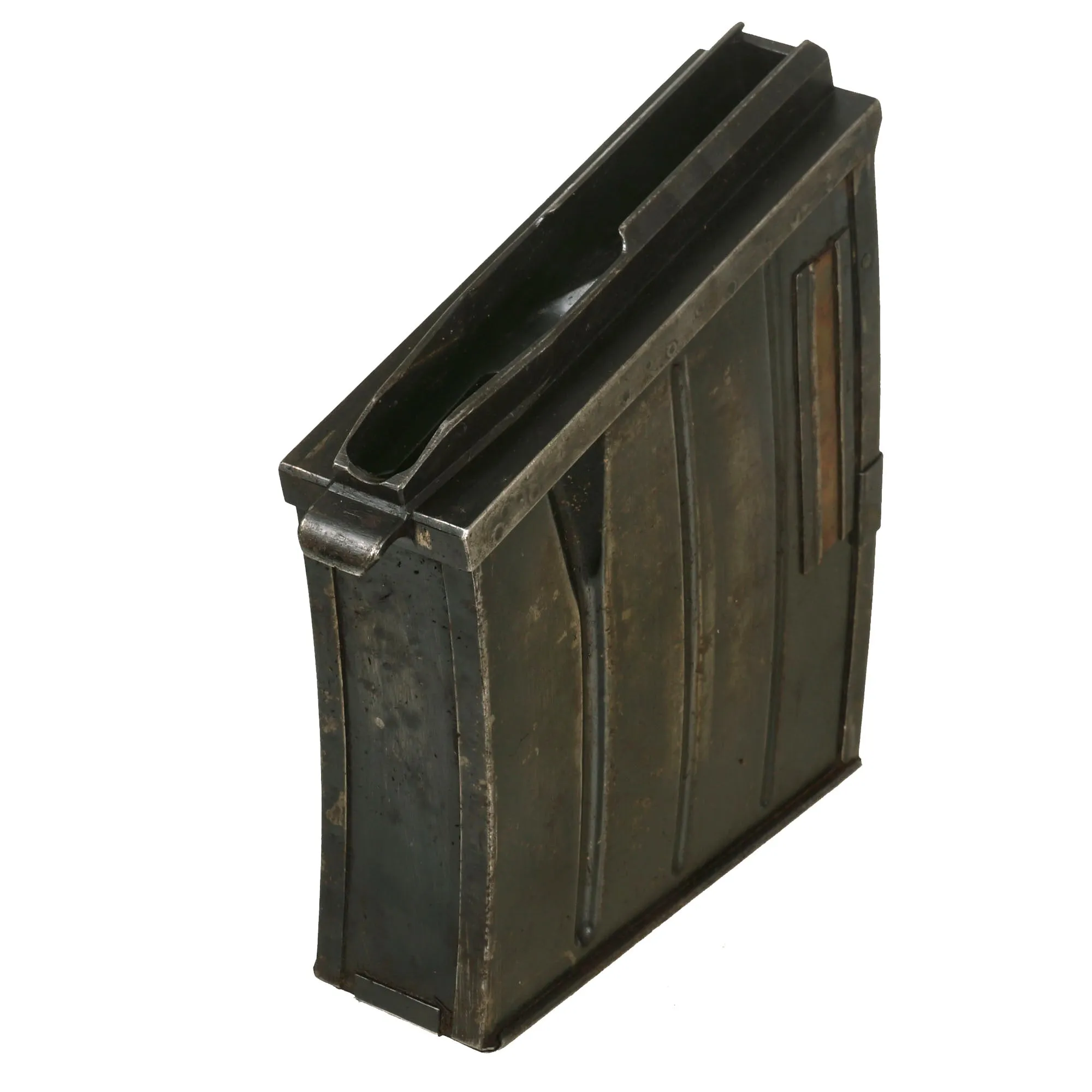 Original Finnish WWII Lahti L-39 Anti-Tank Rifle Magazines in Original Shrapnel-Damaged Carrying Case