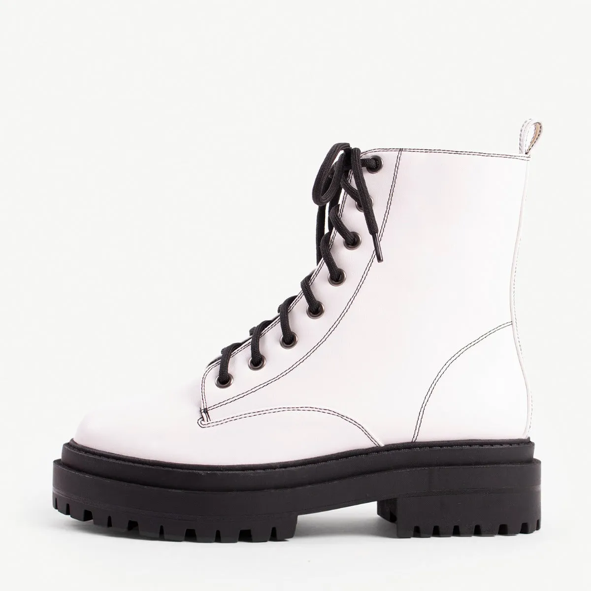 RAID Obey Wide Fit Chunky Hiker Boot in White