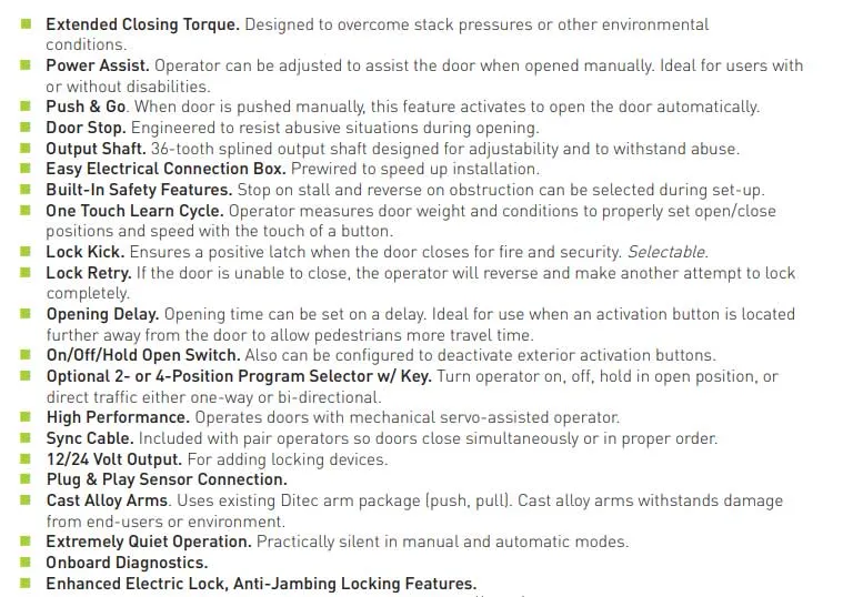 Record - HA9 - Full Feature Door Operator - PUSH Arm - Non Handed - Black (39" to 51") For Single Doors