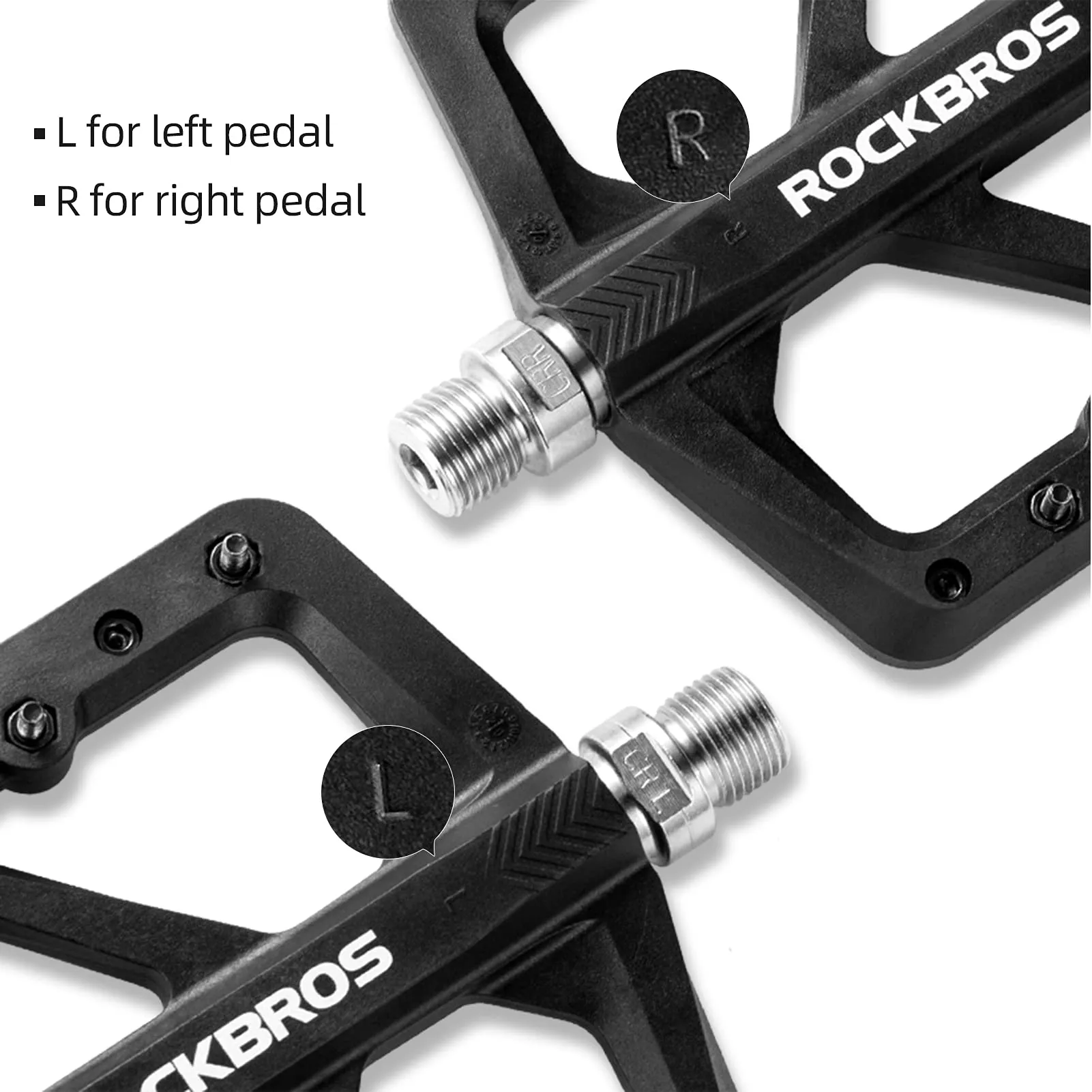 ROCKBROS Mountain Bike Pedals Lightweight Nylon DU Bearing 9/16" MTB Flat Bike Pedals