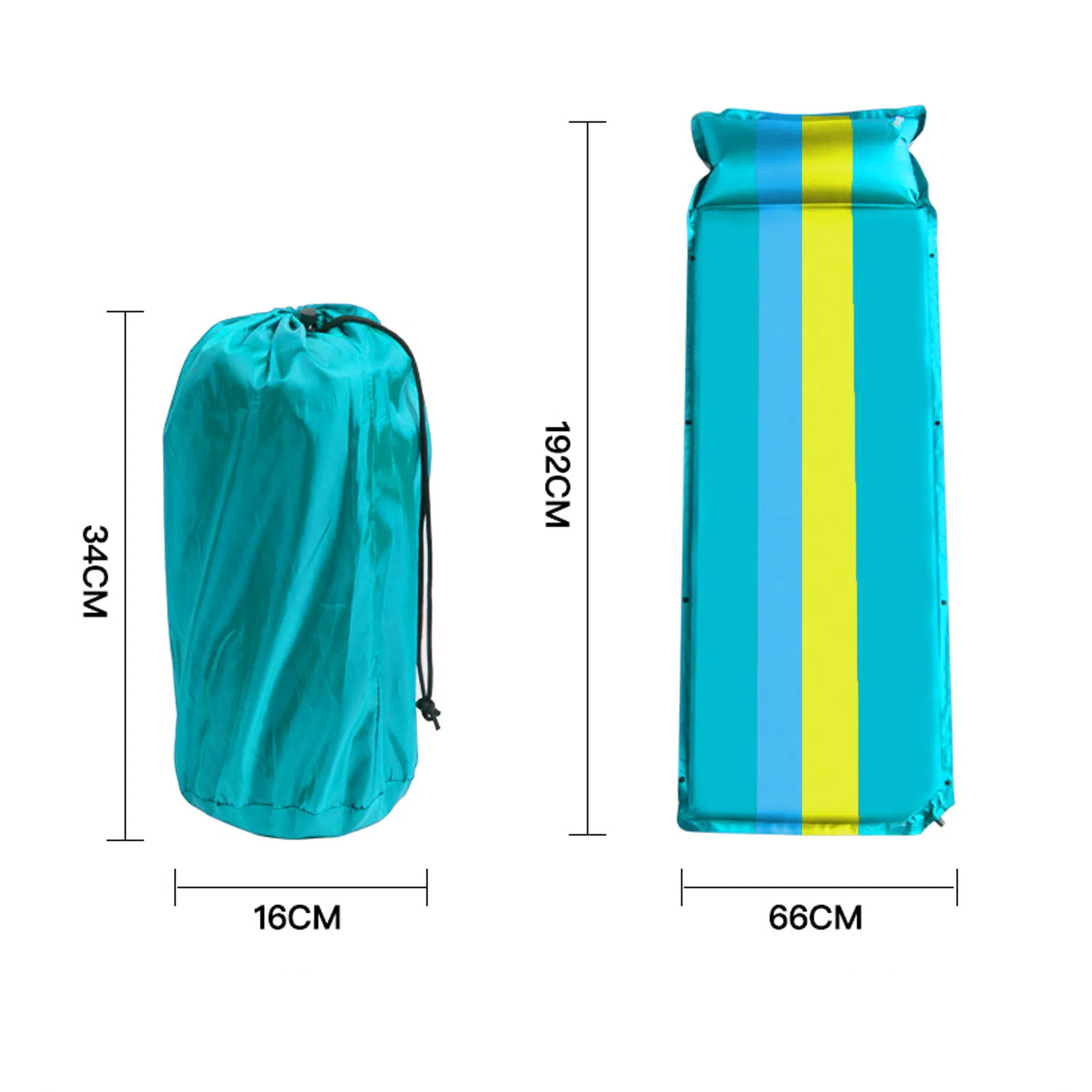 Self Inflating Mattress Sleeping Mat Air Bed Camping Camp Hiking Joinable Pillow - light blue