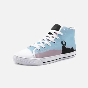 Sick Sends Unisex High Top Canvas Shoes (Blue/Grey)