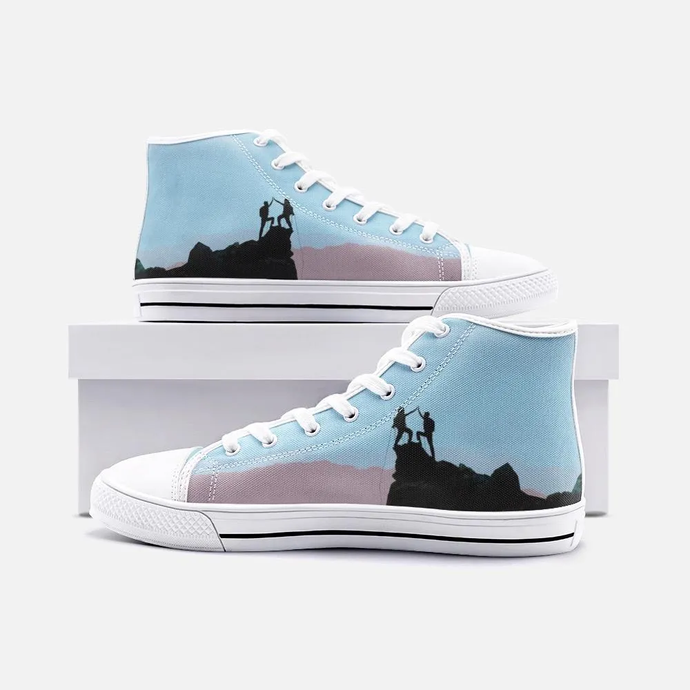 Sick Sends Unisex High Top Canvas Shoes (Blue/Grey)