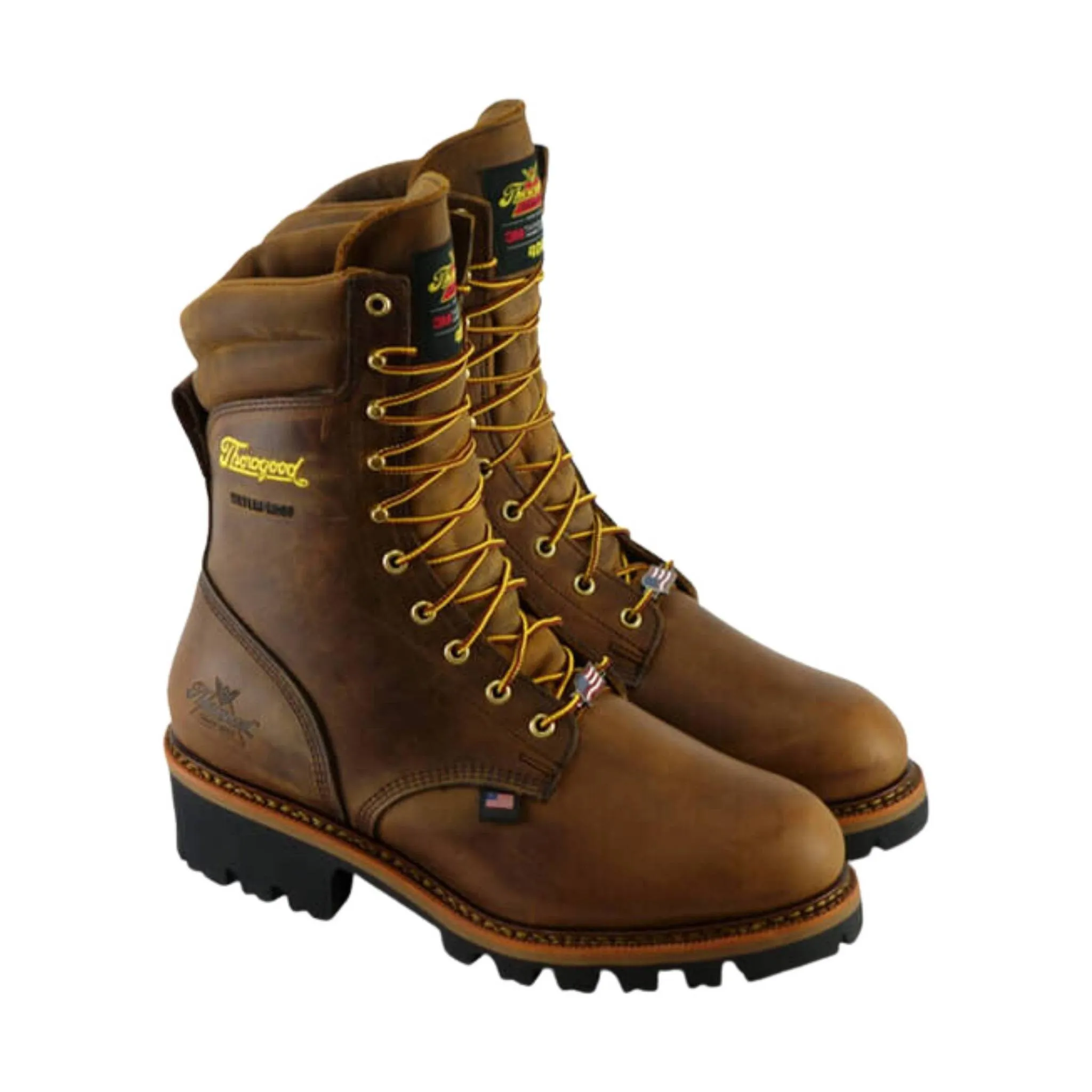 Thorogood Men's Logger 9 Inch 400g Insulated Waterproof Steel Toe Work Boot - Brown Trail Crazy Horse