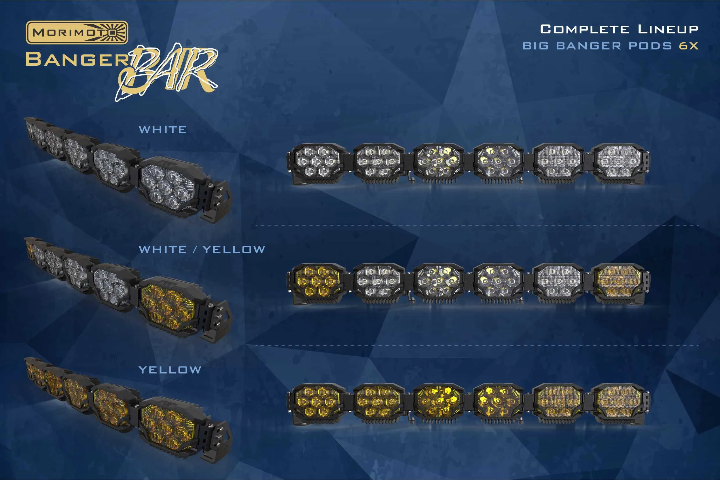 Triple-Row BangerBar: (6 Pod / 43") (HXB Power - White/Yellow)