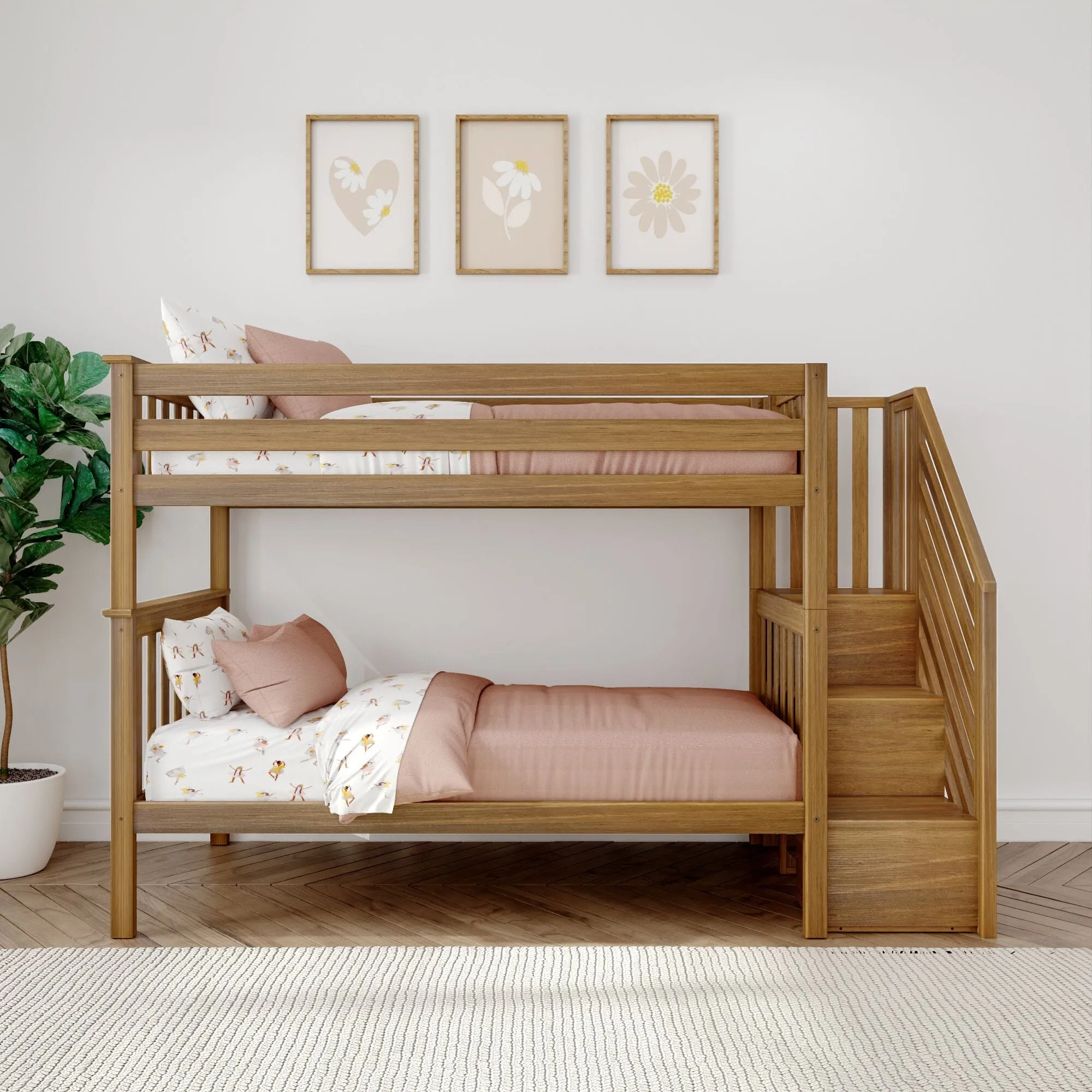 Twin Over Twin Bunk Bed With Stairs