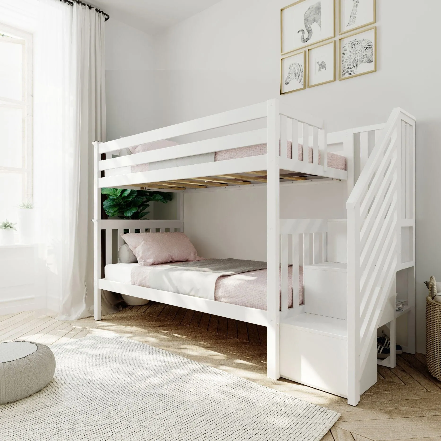 Twin Over Twin Bunk Bed With Stairs