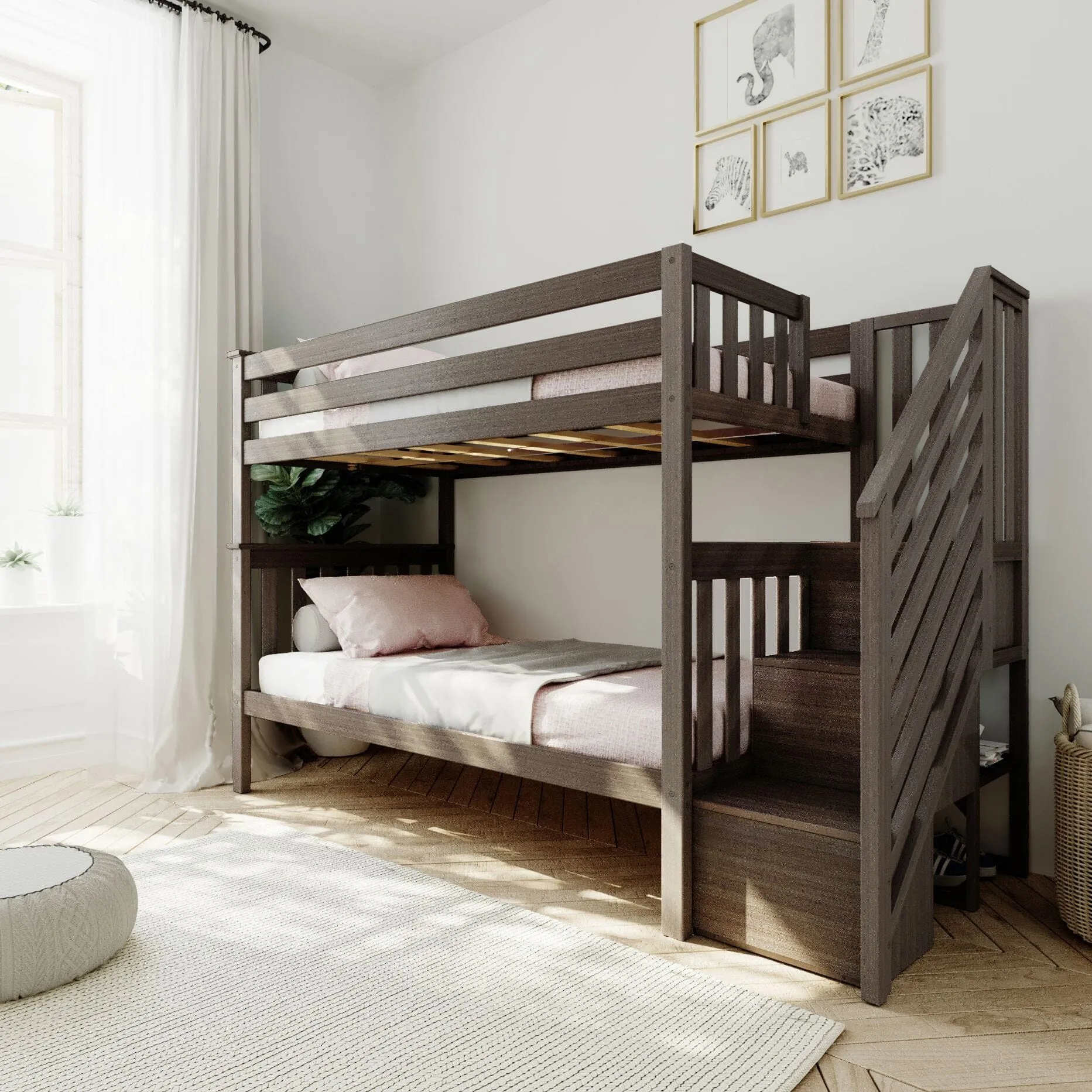 Twin Over Twin Bunk Bed With Stairs