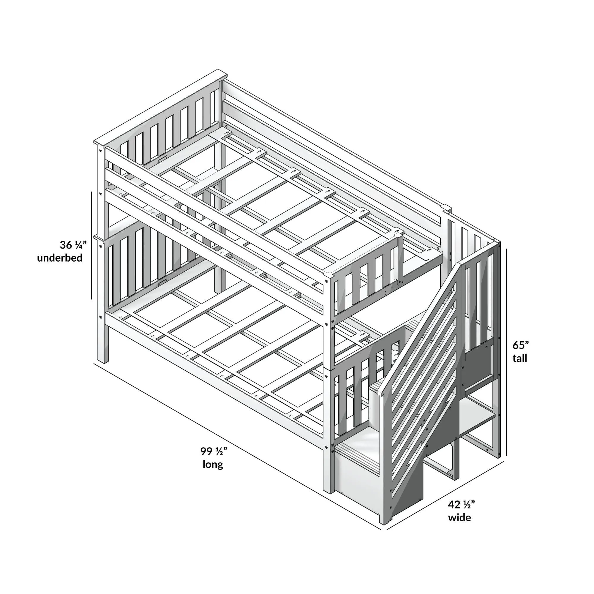 Twin Over Twin Bunk Bed With Stairs