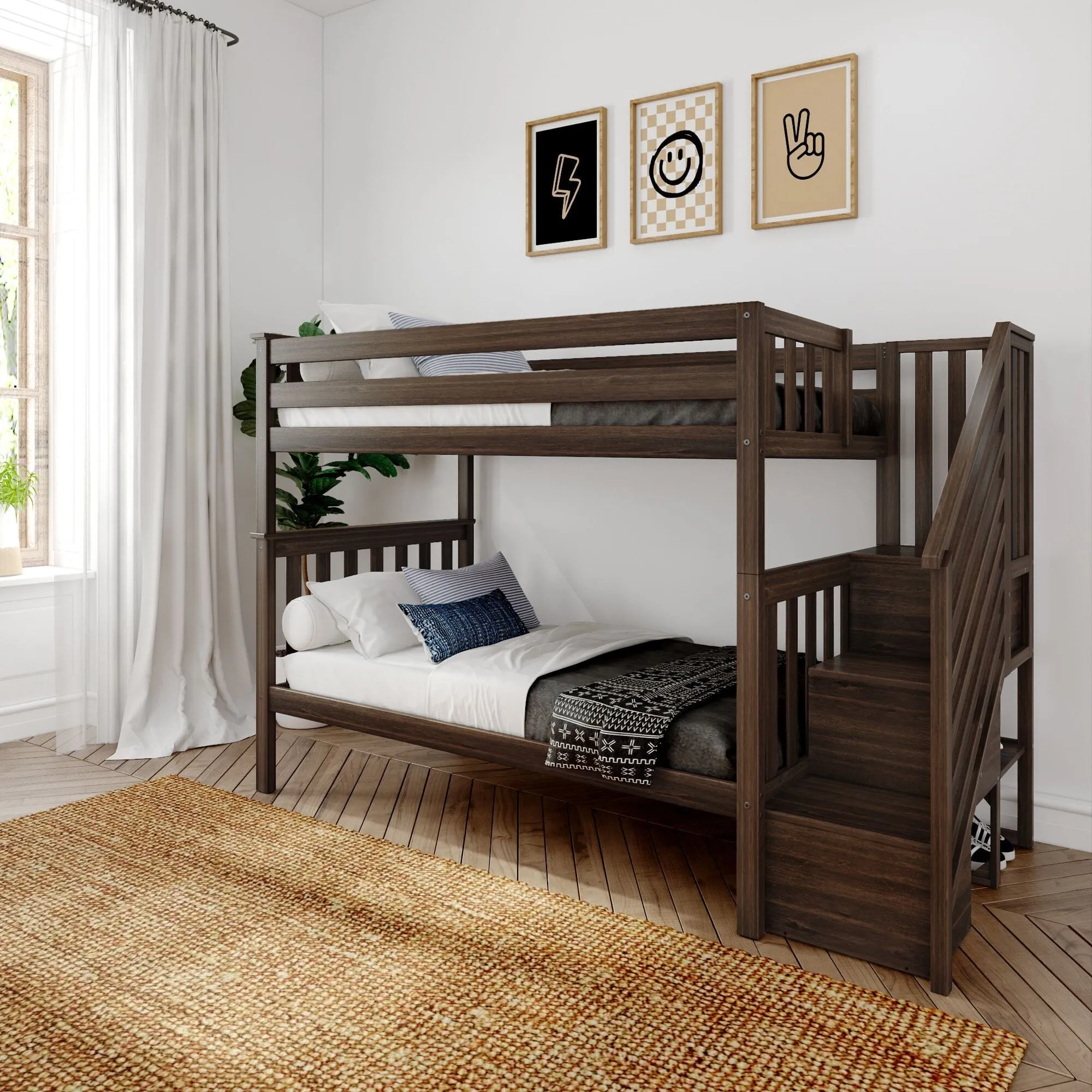 Twin Over Twin Bunk Bed With Stairs