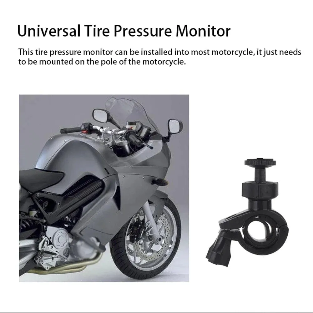 Universal Motorcycle Solar Intelligent Tire Pressure Monitor Waterproof Digital Display Set Temperature Battery Time Display